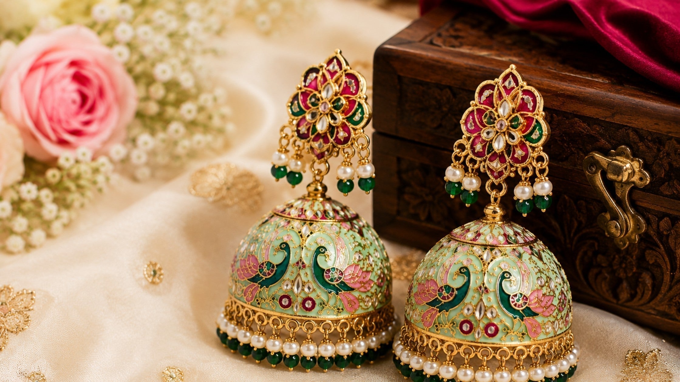 Meenakari earrings are colourful and very elegant