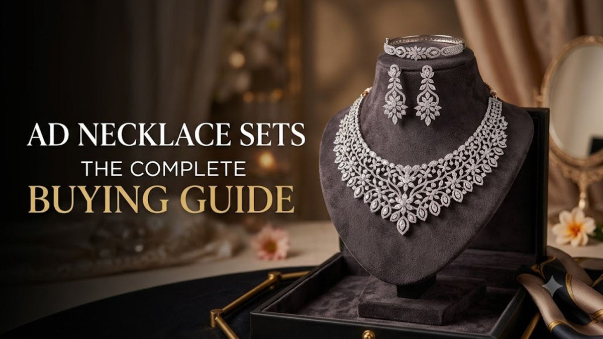 Elegant AD necklace set with matching earrings for women, perfect for weddings, parties, and festive occasions