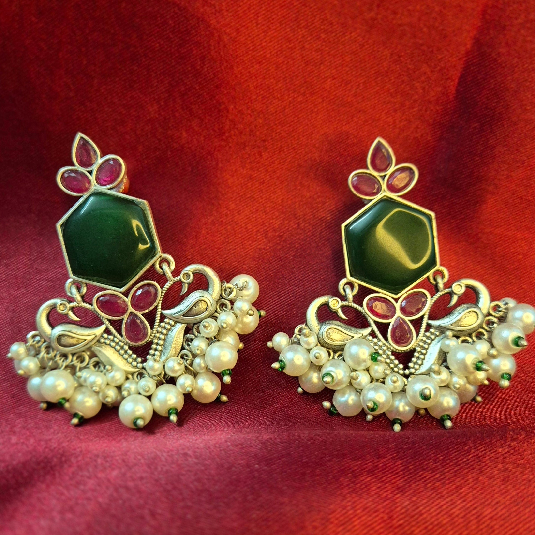 Royal Peacock Pearl Chandbali Earring