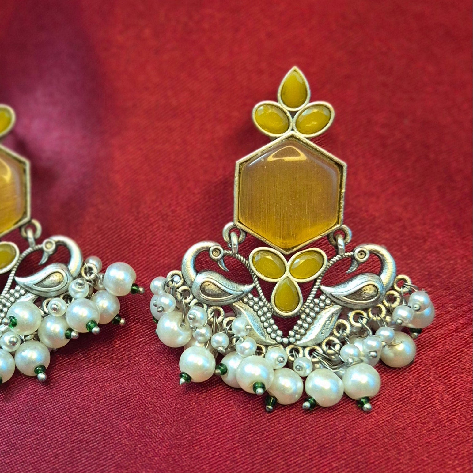Royal Peacock Pearl Chandbali Earring