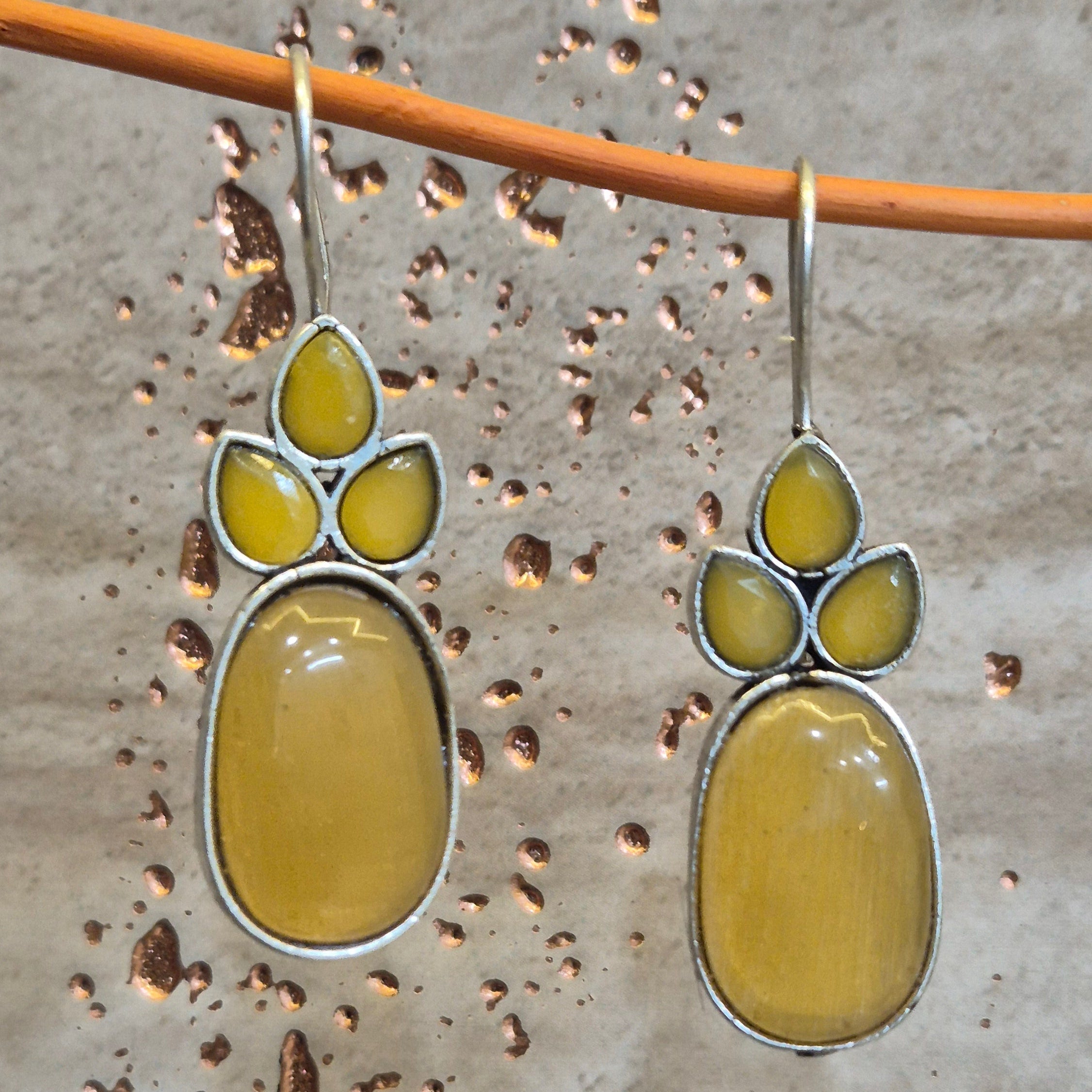 Hook drop danglers in Red monalisa stone