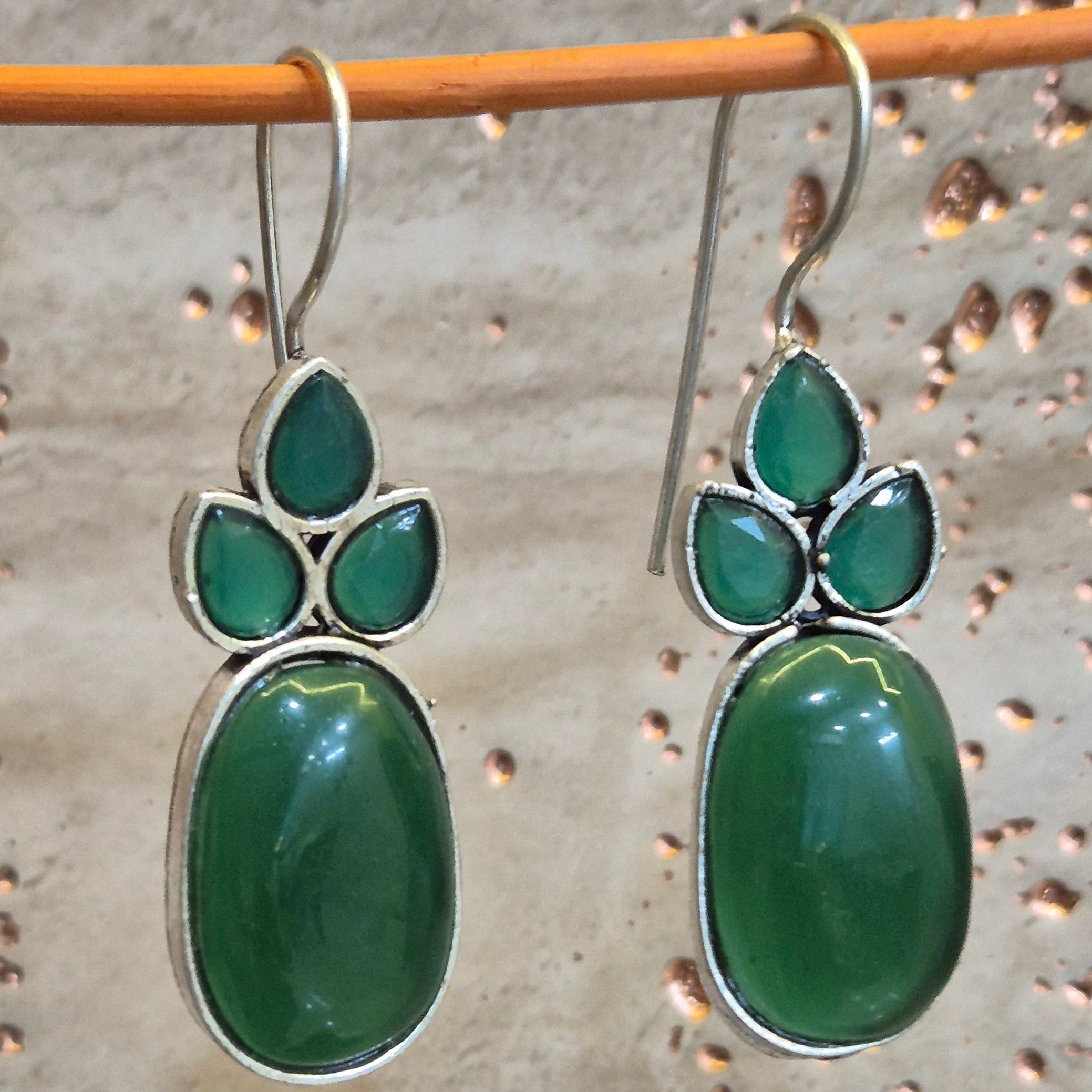 Hook drop danglers in Red monalisa stone