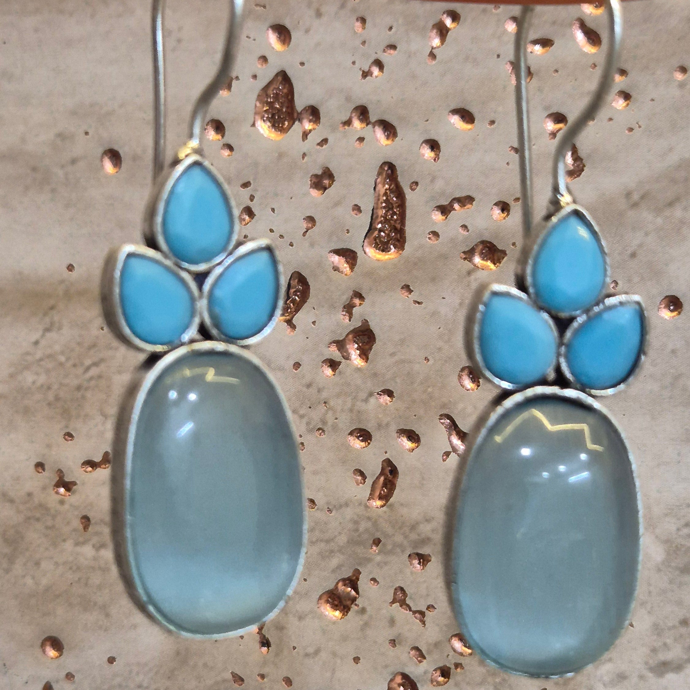 Hook drop danglers in Red monalisa stone