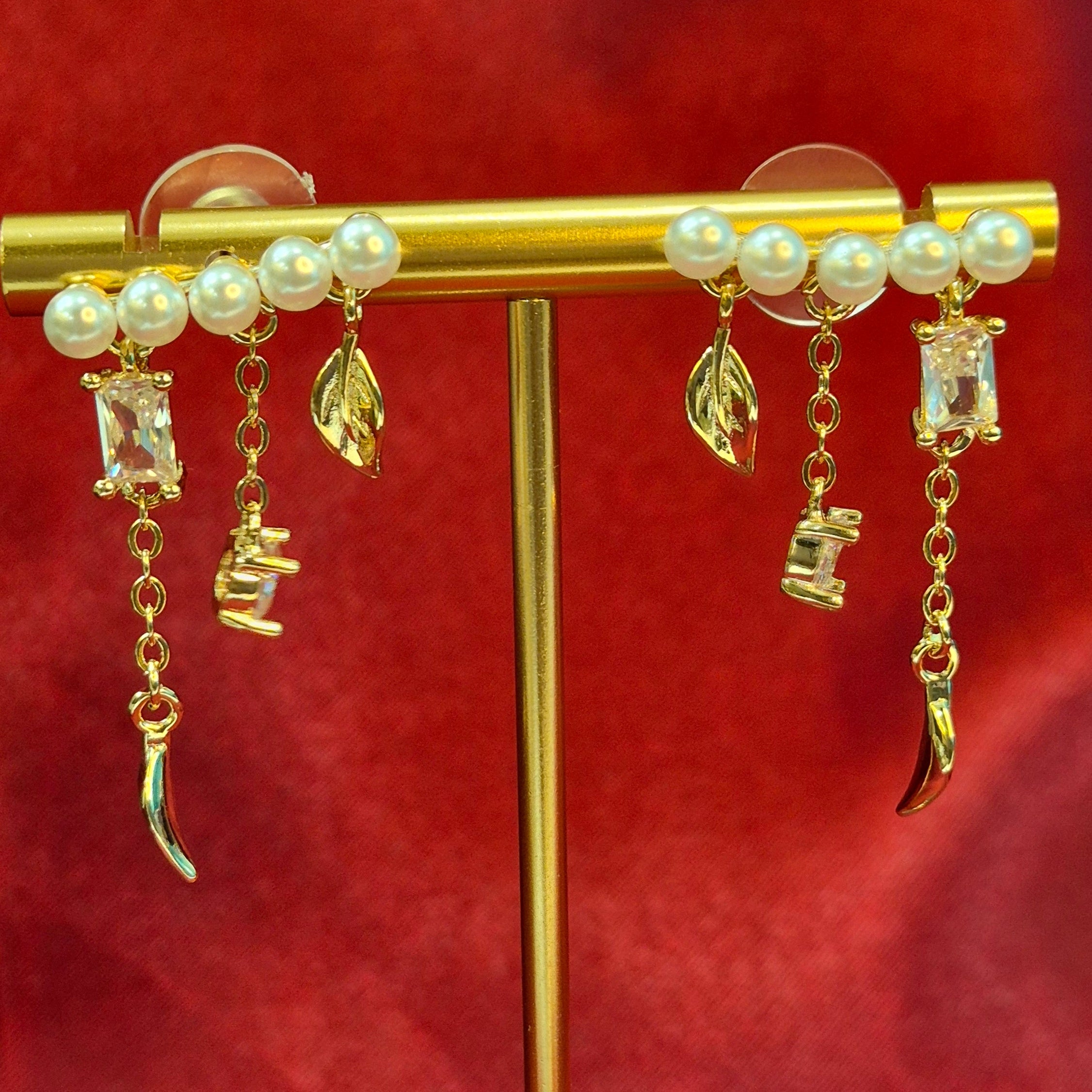 Pearl & Crystal Drop Earrings with  Gold Finish – Bridal & Party  Jewelry