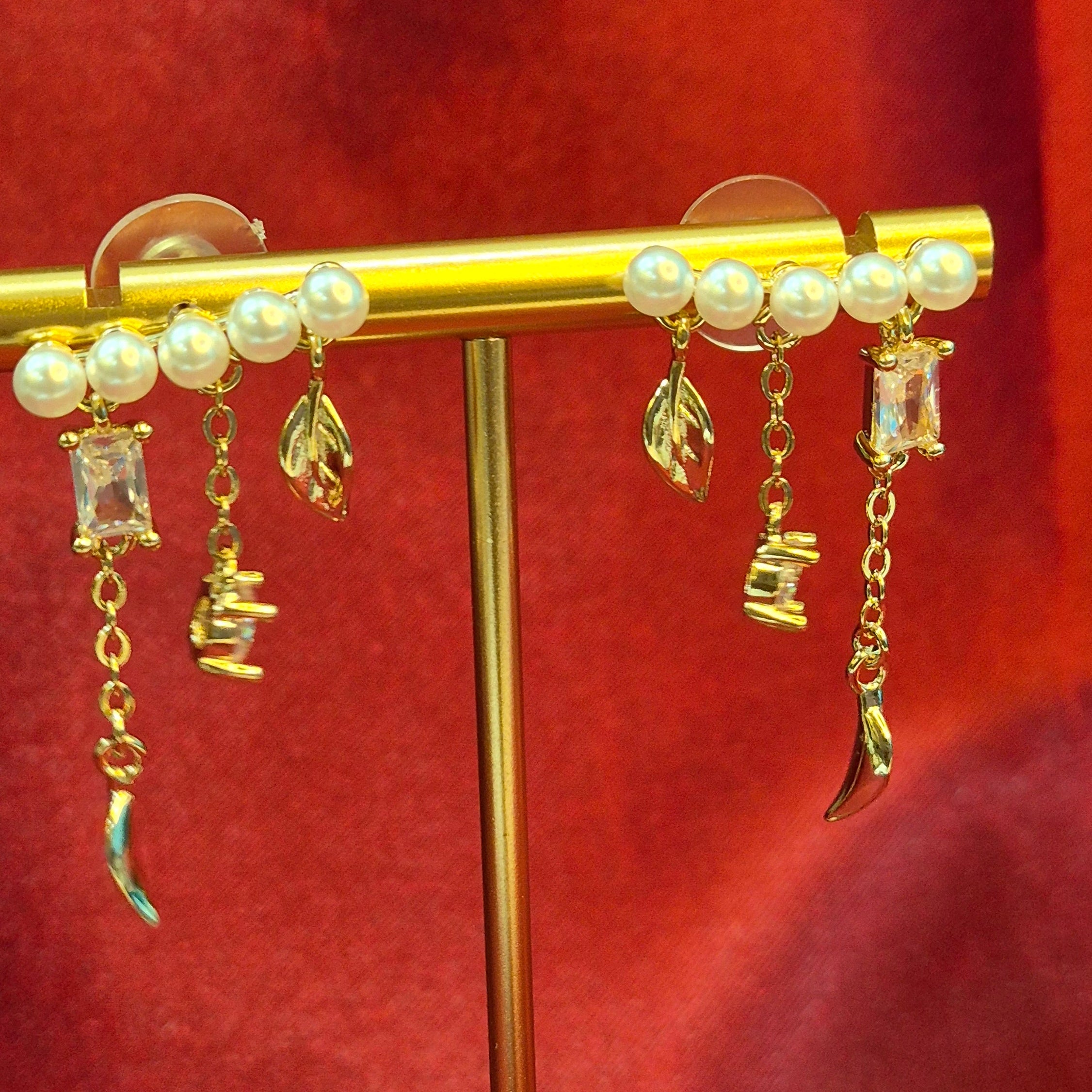 Pearl & Crystal Drop Earrings with  Gold Finish – Bridal & Party  Jewelry