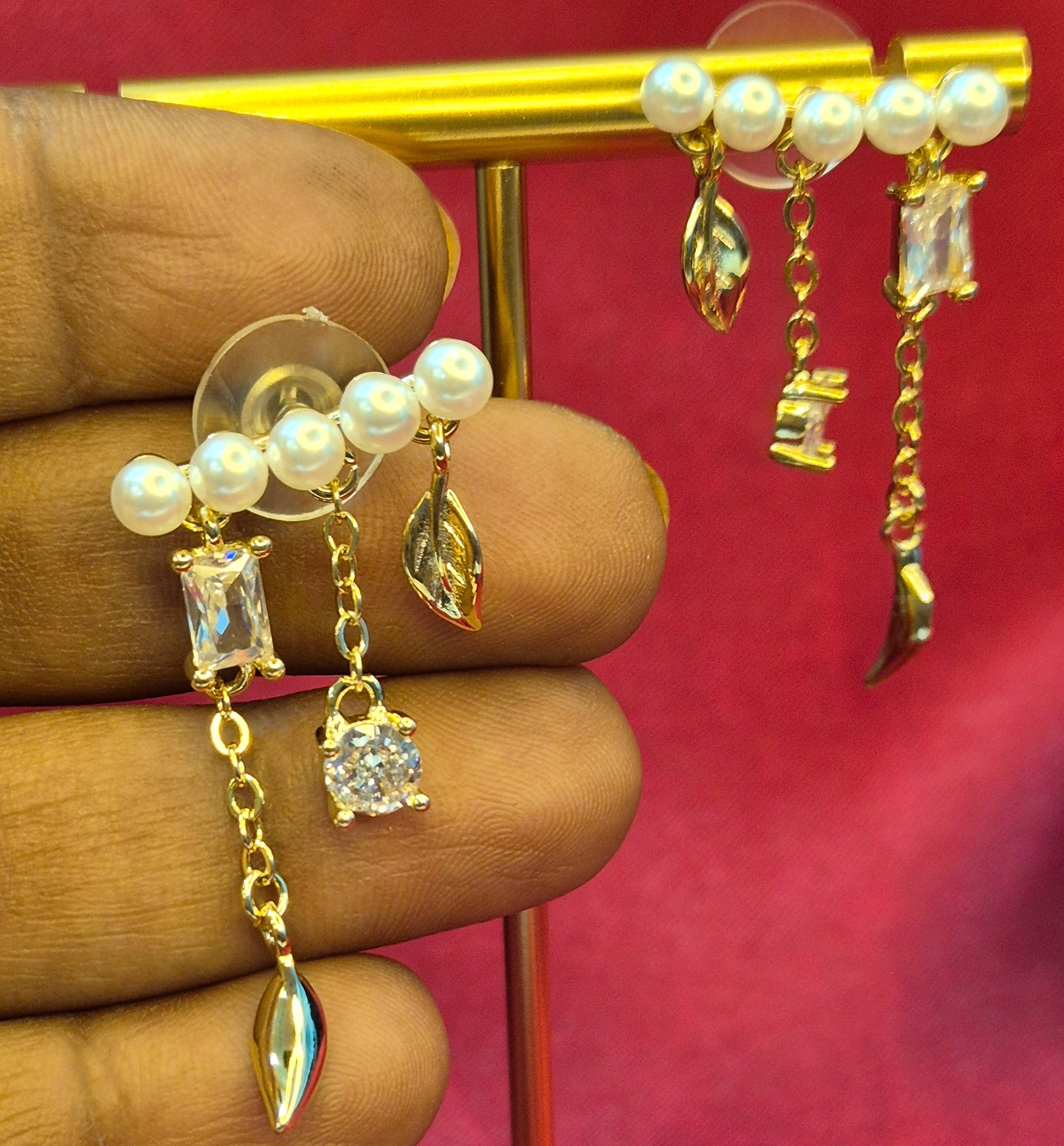Pearl & Crystal Drop Earrings with  Gold Finish – Bridal & Party  Jewelry