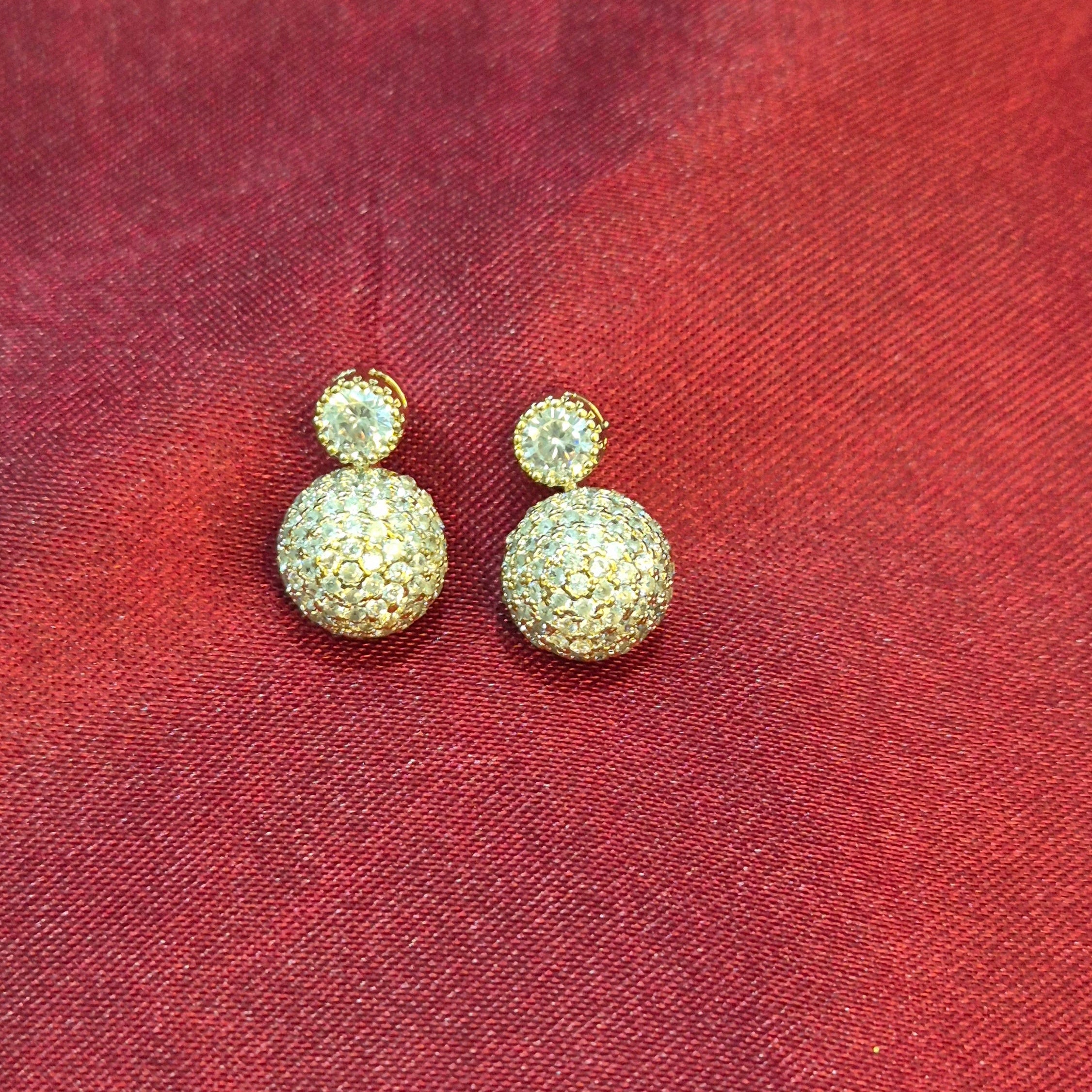 Crystal Studded Double Ball Drop Earrings – Party  Jewelry