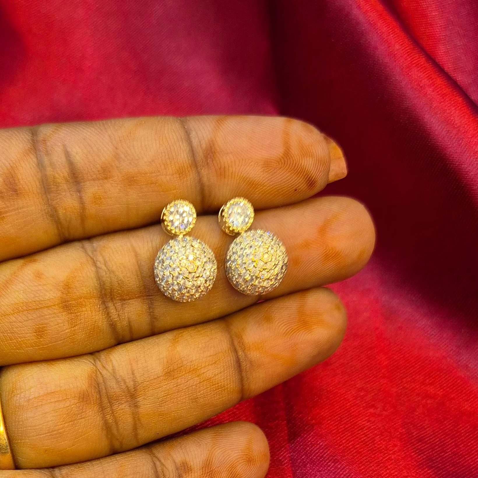 Crystal Studded Double Ball Drop Earrings – Party  Jewelry