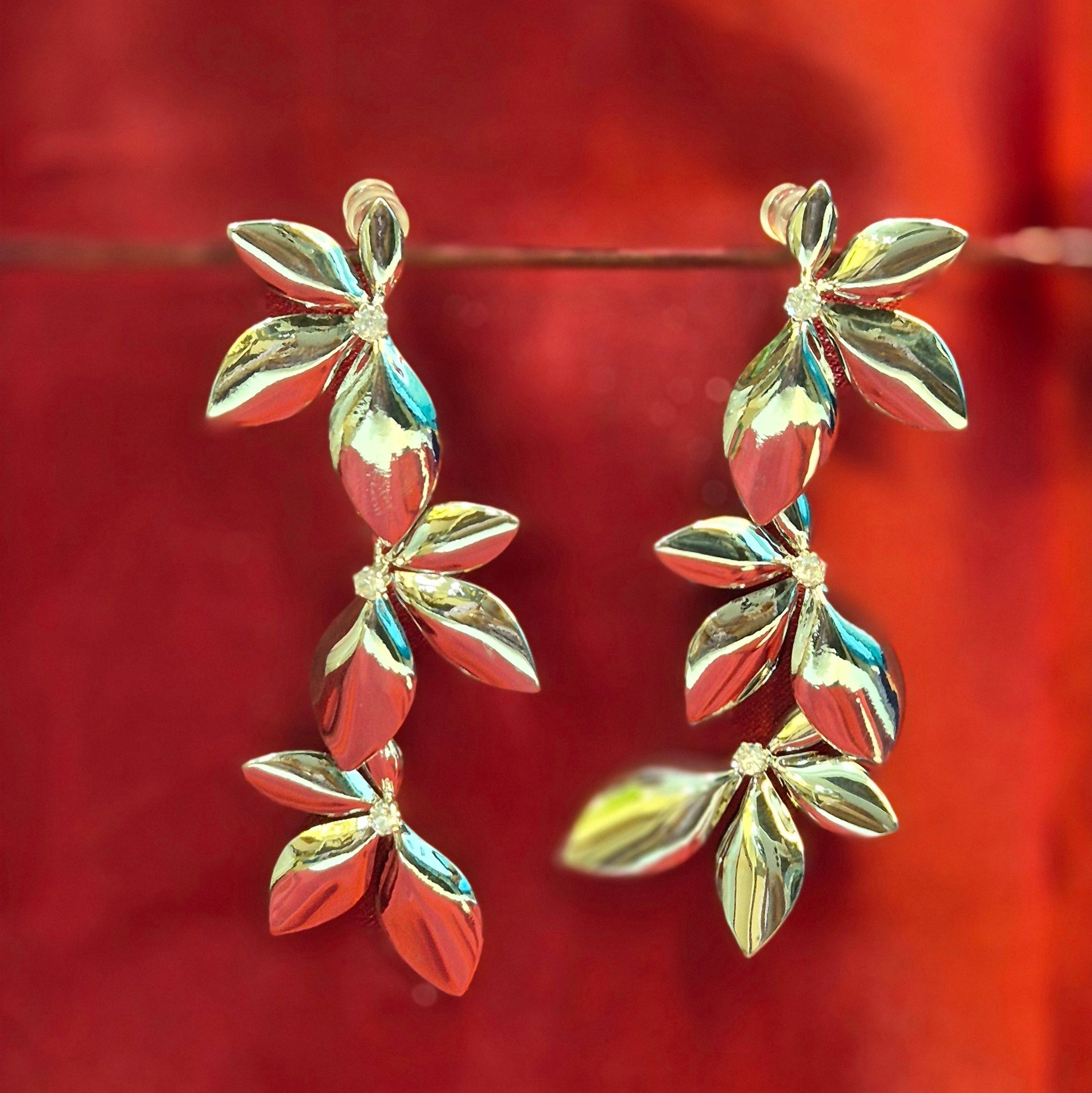 Party wear Stainless steel  3 flower dangler