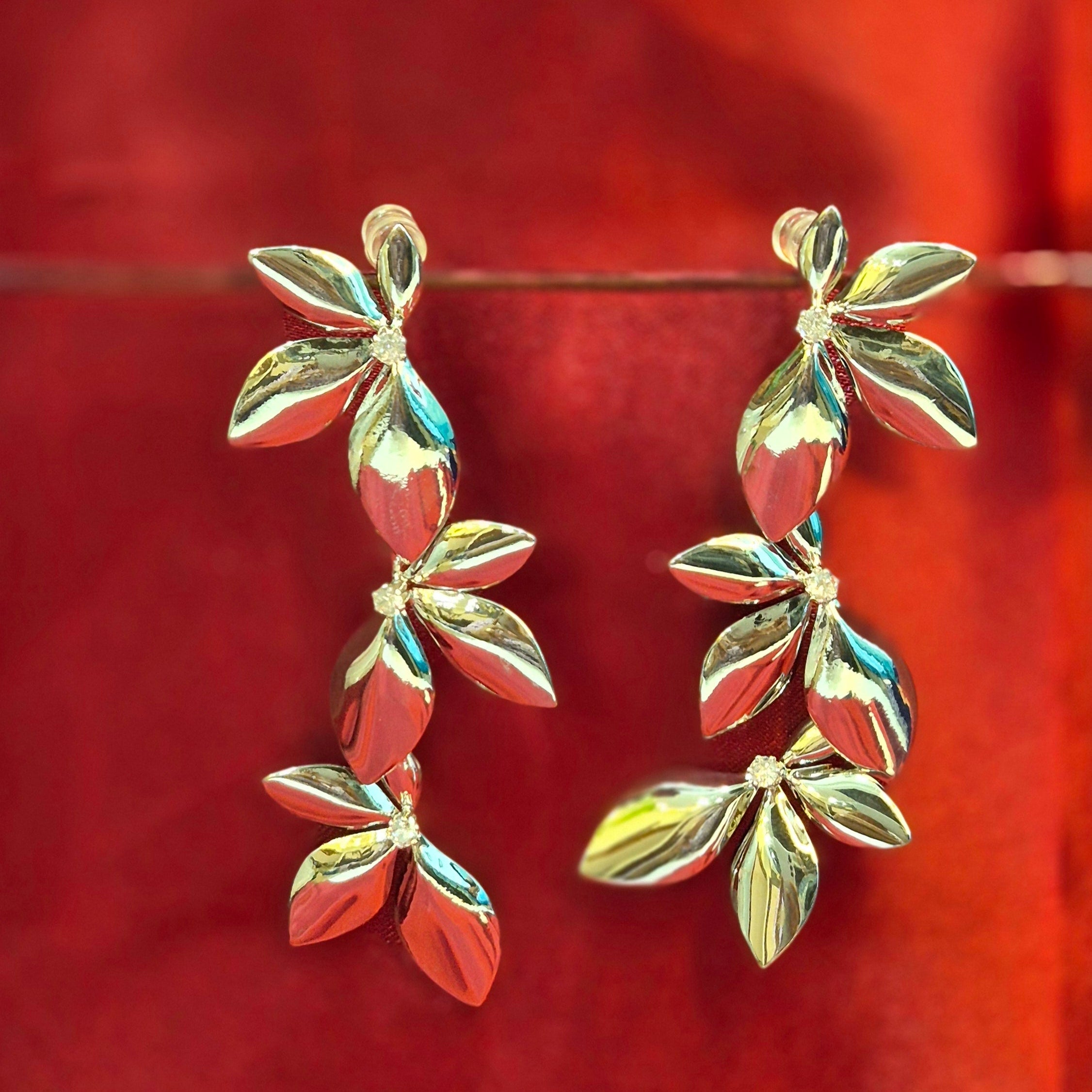 Party wear Stainless steel  3 flower dangler