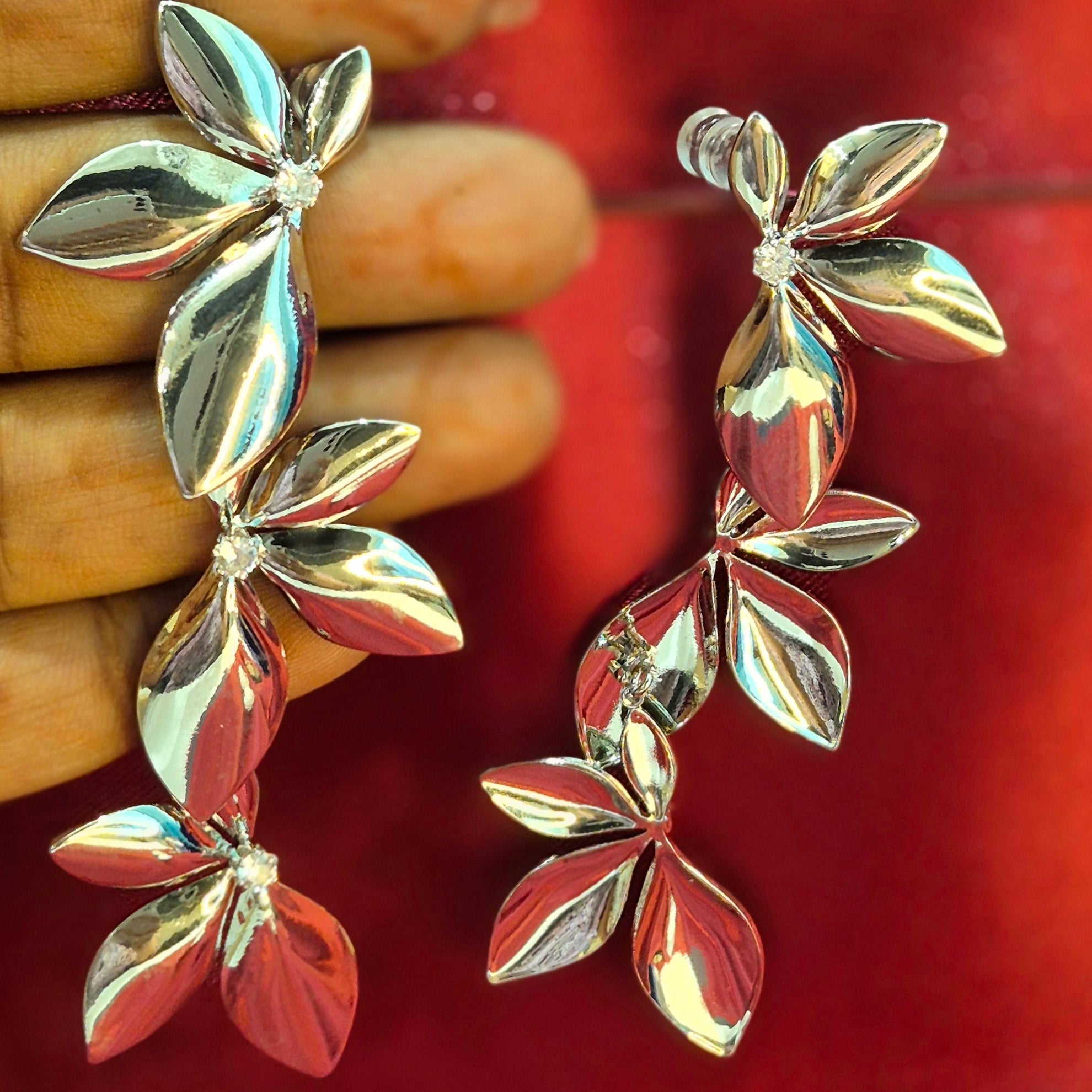 Party wear Stainless steel  3 flower dangler