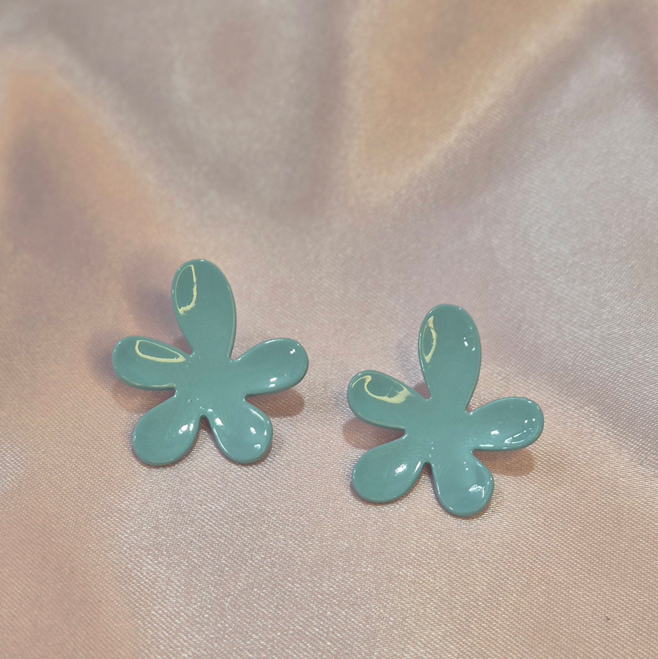 Glossy Pastel Flower Stud Earrings