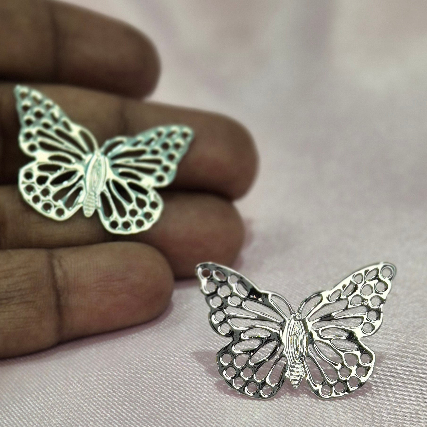 Silver Butterfly Cutwork Stud Earrings