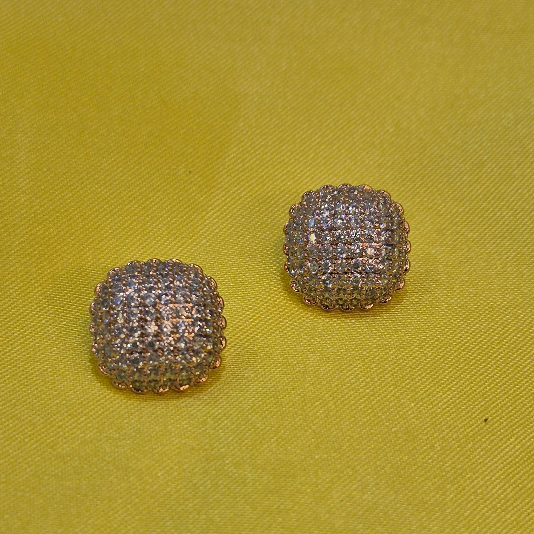 Crystal Dome Stud Earrings (Premium Sparkle Finish)