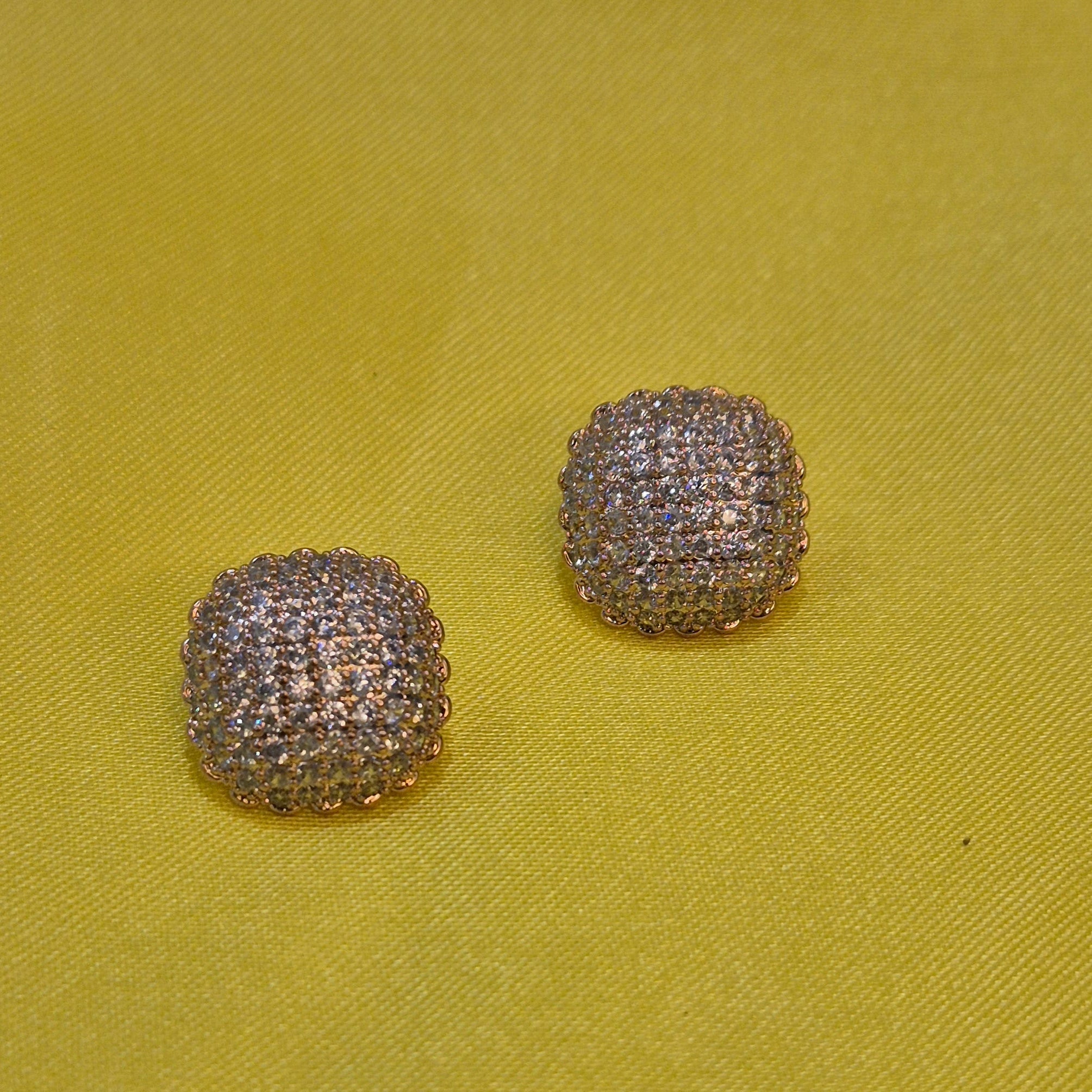Crystal Dome Stud Earrings (Premium Sparkle Finish)