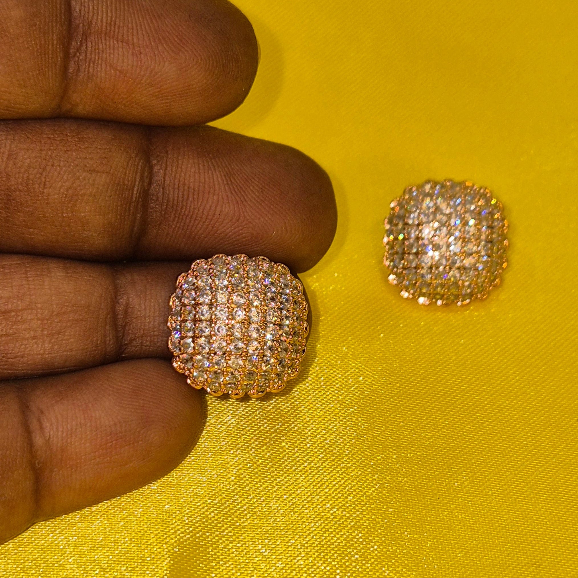 Crystal Dome Stud Earrings (Premium Sparkle Finish)