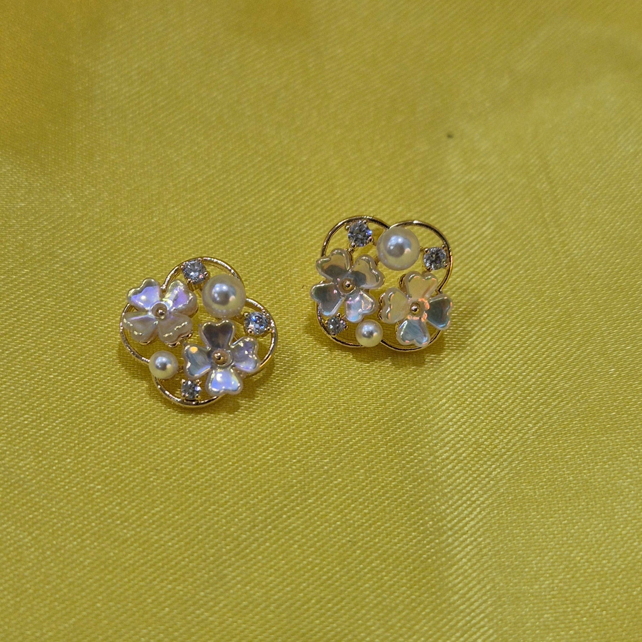 Blossom Pearl Floral Stud Earrings