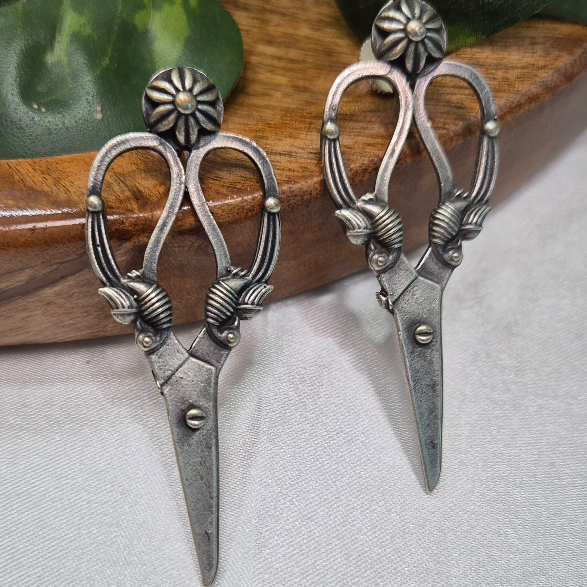 Oxidised Silver Vintage Scissor Earrings – Unique Boho Statement