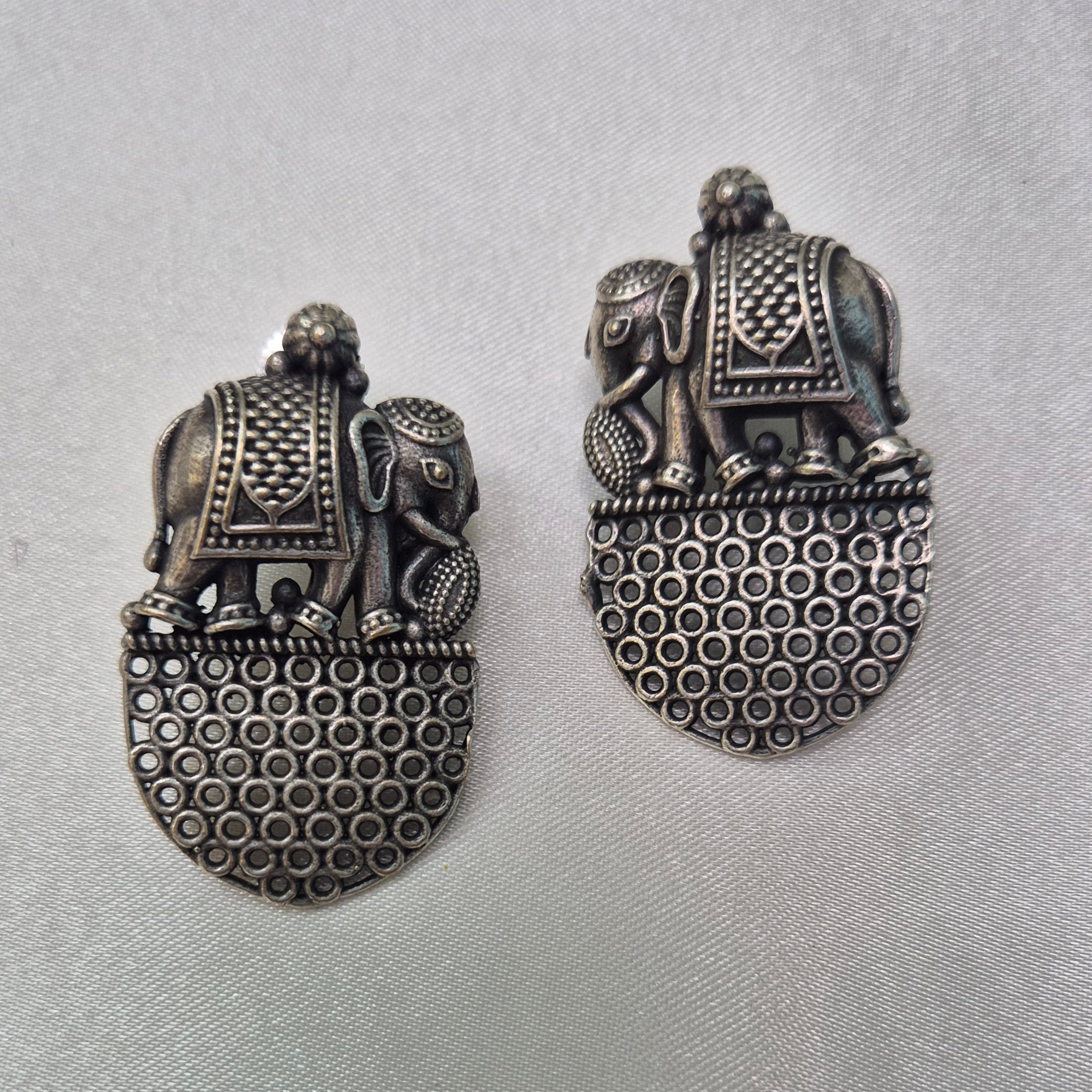 Oxidised Elephant Motif Earrings – Royal, Traditional & Handcrafted
