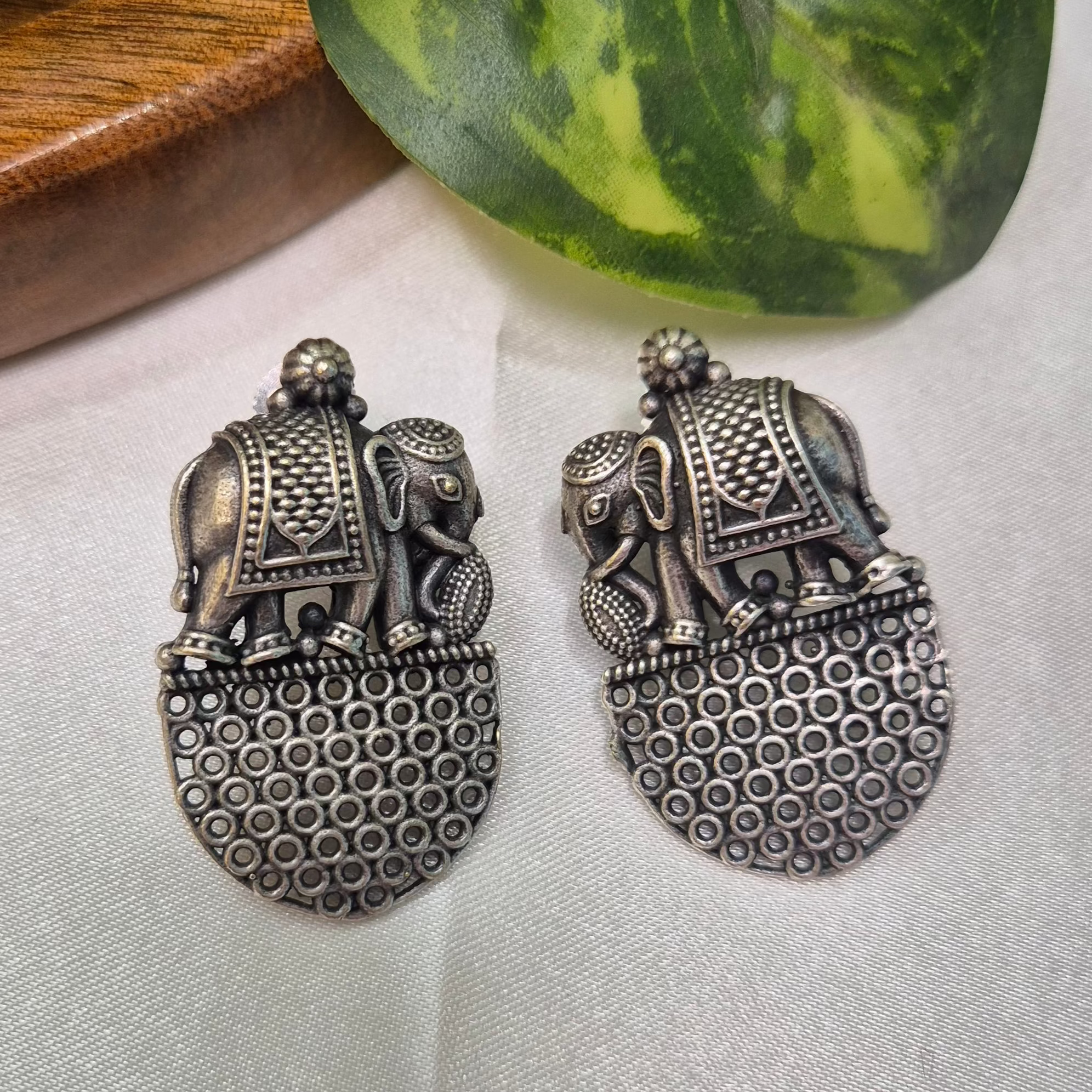 Oxidised Elephant Motif Earrings – Royal, Traditional & Handcrafted