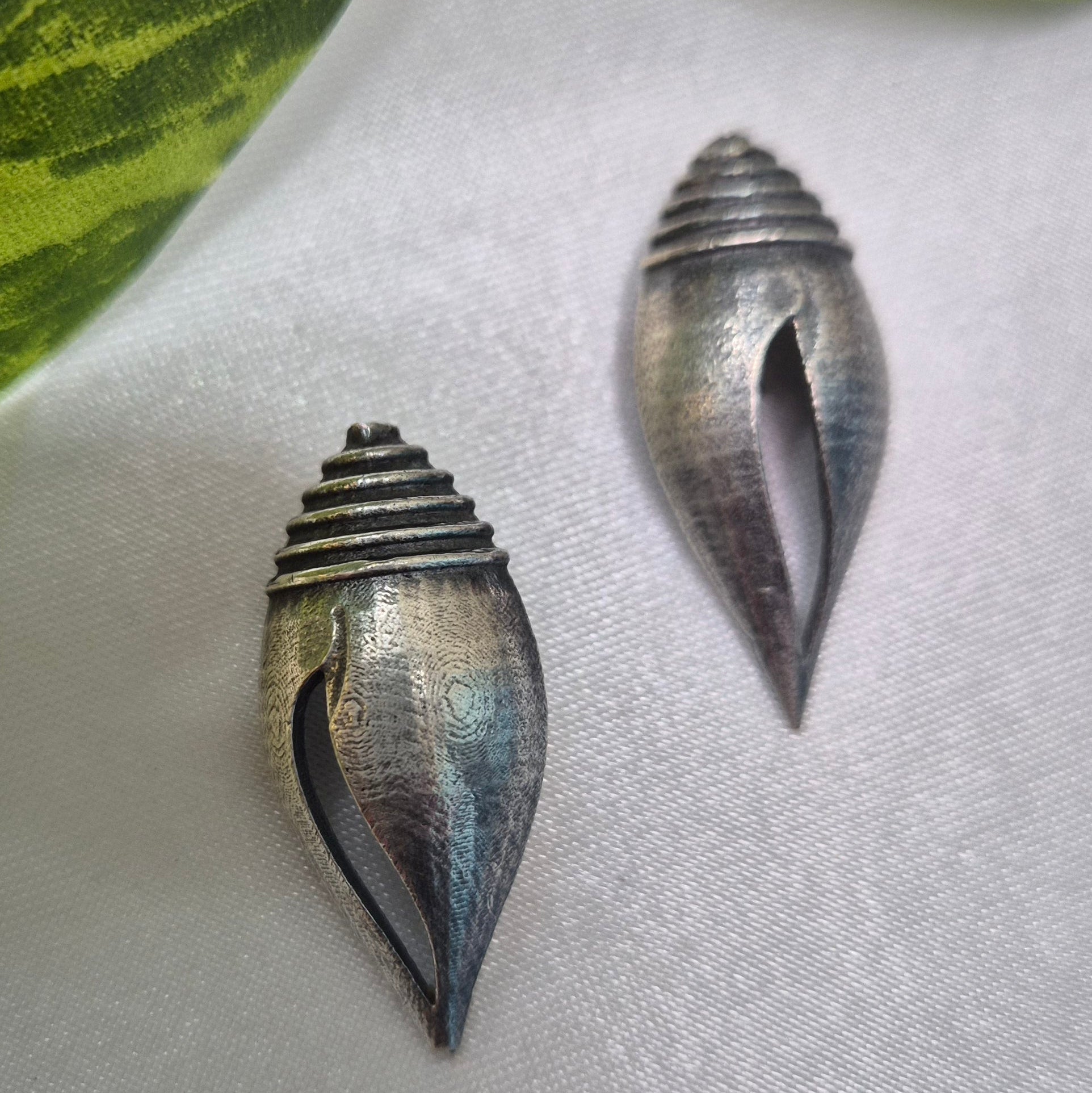 Oxidised Shankh (Conch) Stud Earrings – Minimal, Spiritual & Timeless