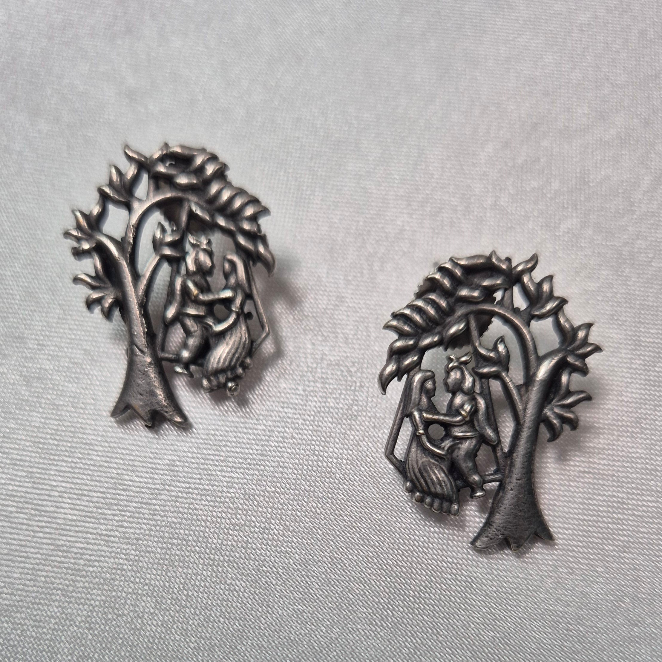 Oxidised Radha Krishna Earrings – Divine & Traditional