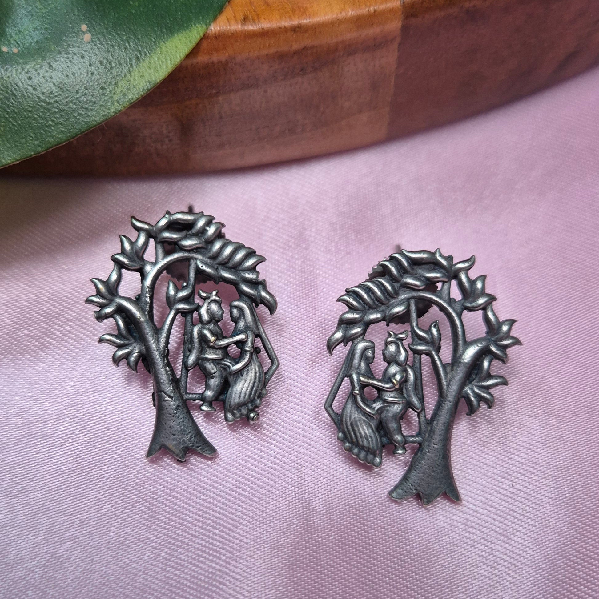 Oxidised Radha Krishna Earrings – Divine & Traditional