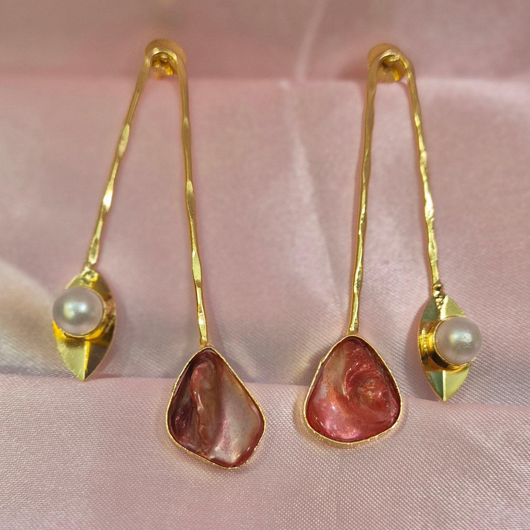 Asymmetrical Pin shaped long earring