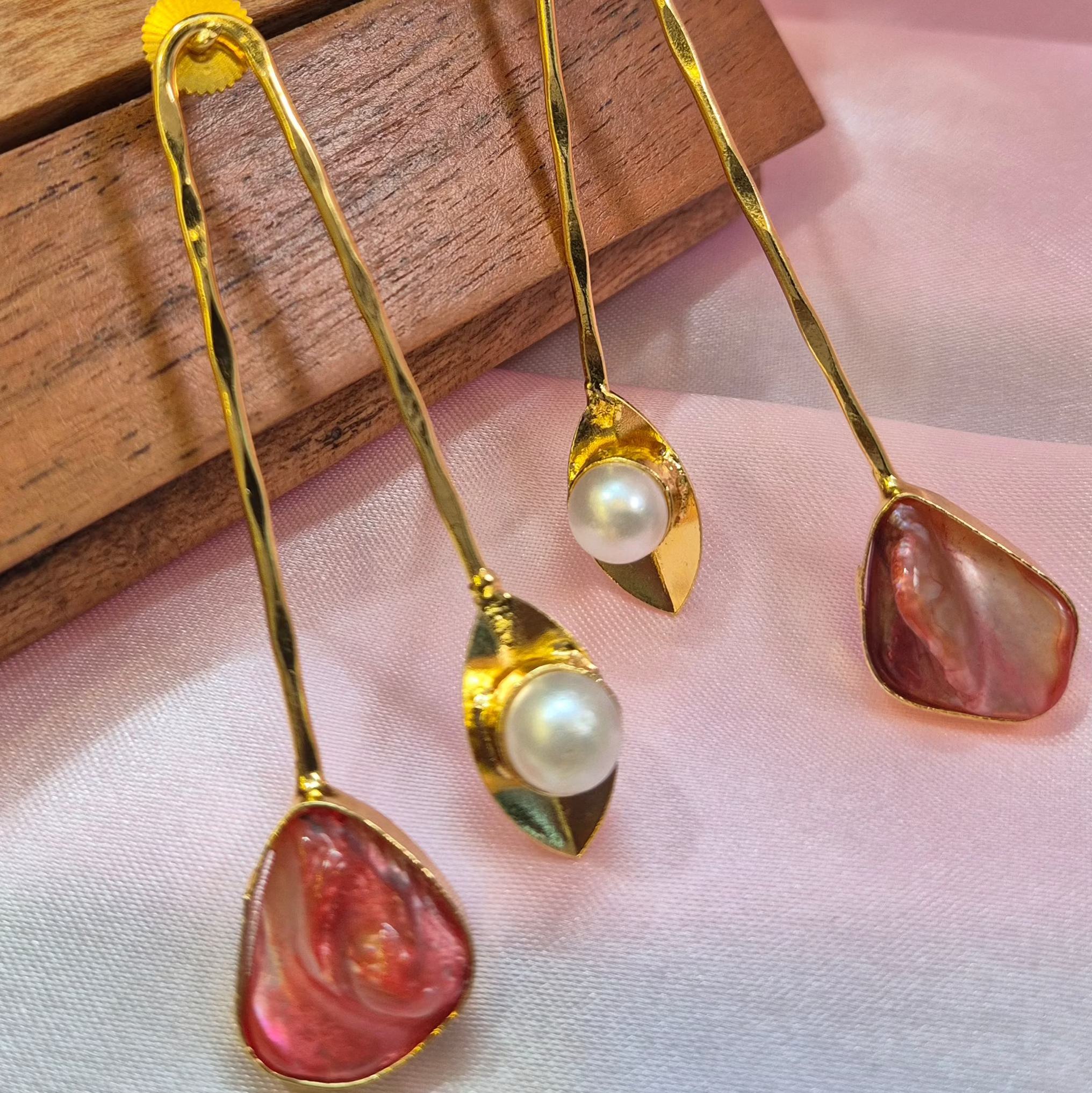 Asymmetrical Pin shaped long earring