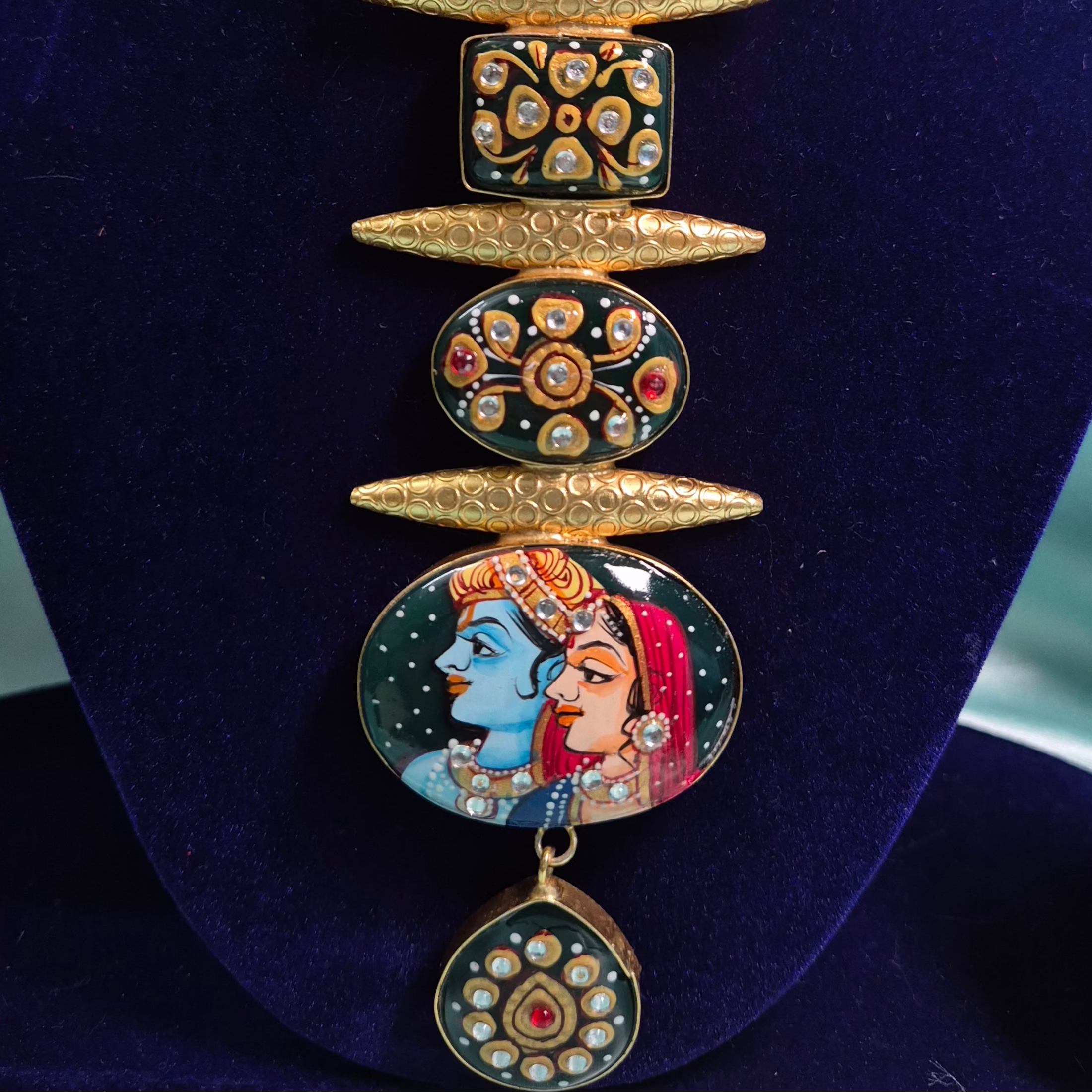 Radhe Krishna inspired set-Neck piece and stud