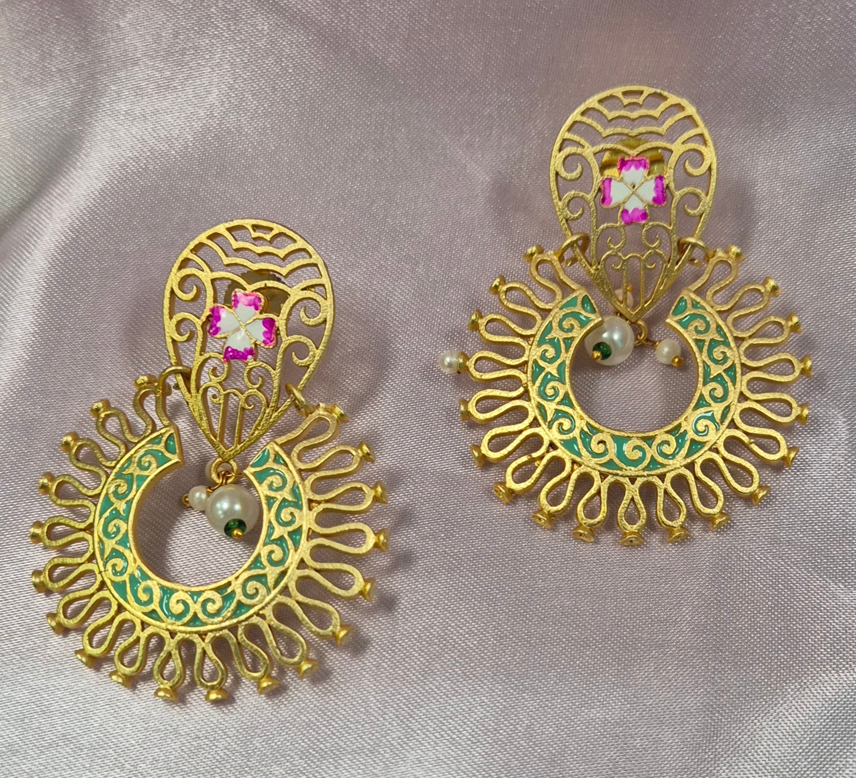 Beautiful enamel work earrings