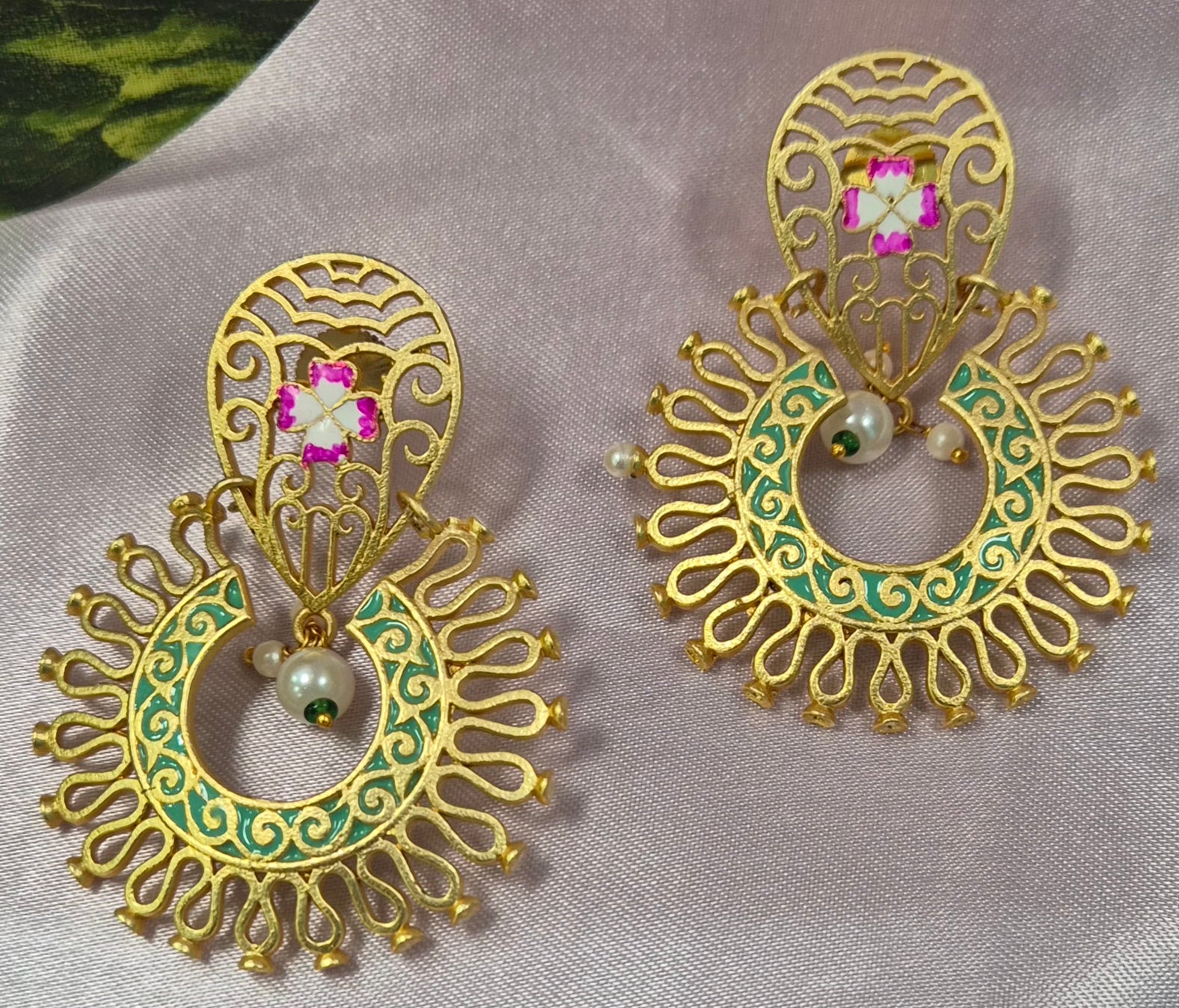 Beautiful enamel work earrings