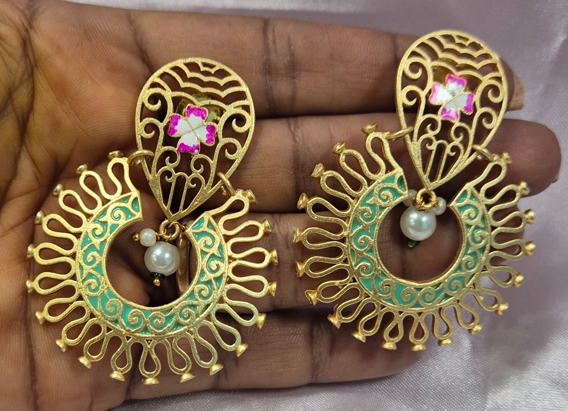 Beautiful enamel work earrings