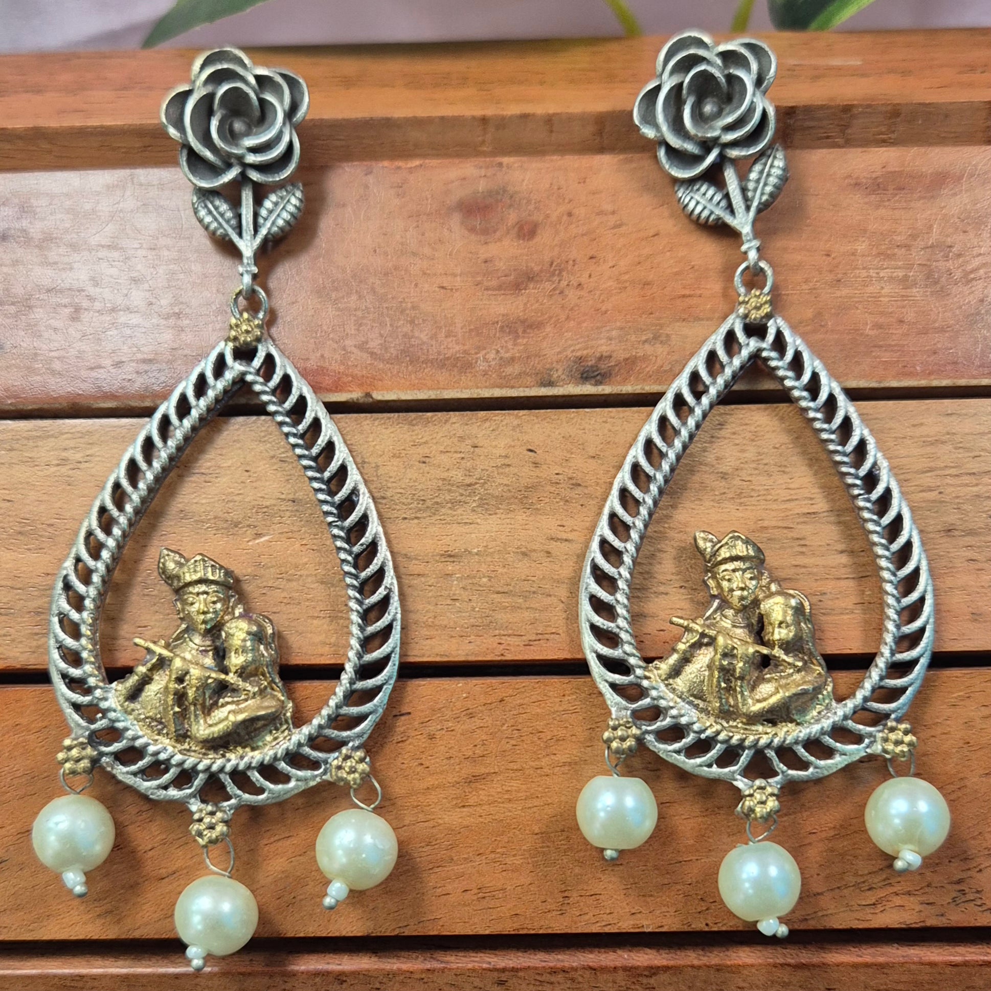 Radha Krishna dual tone dangler
