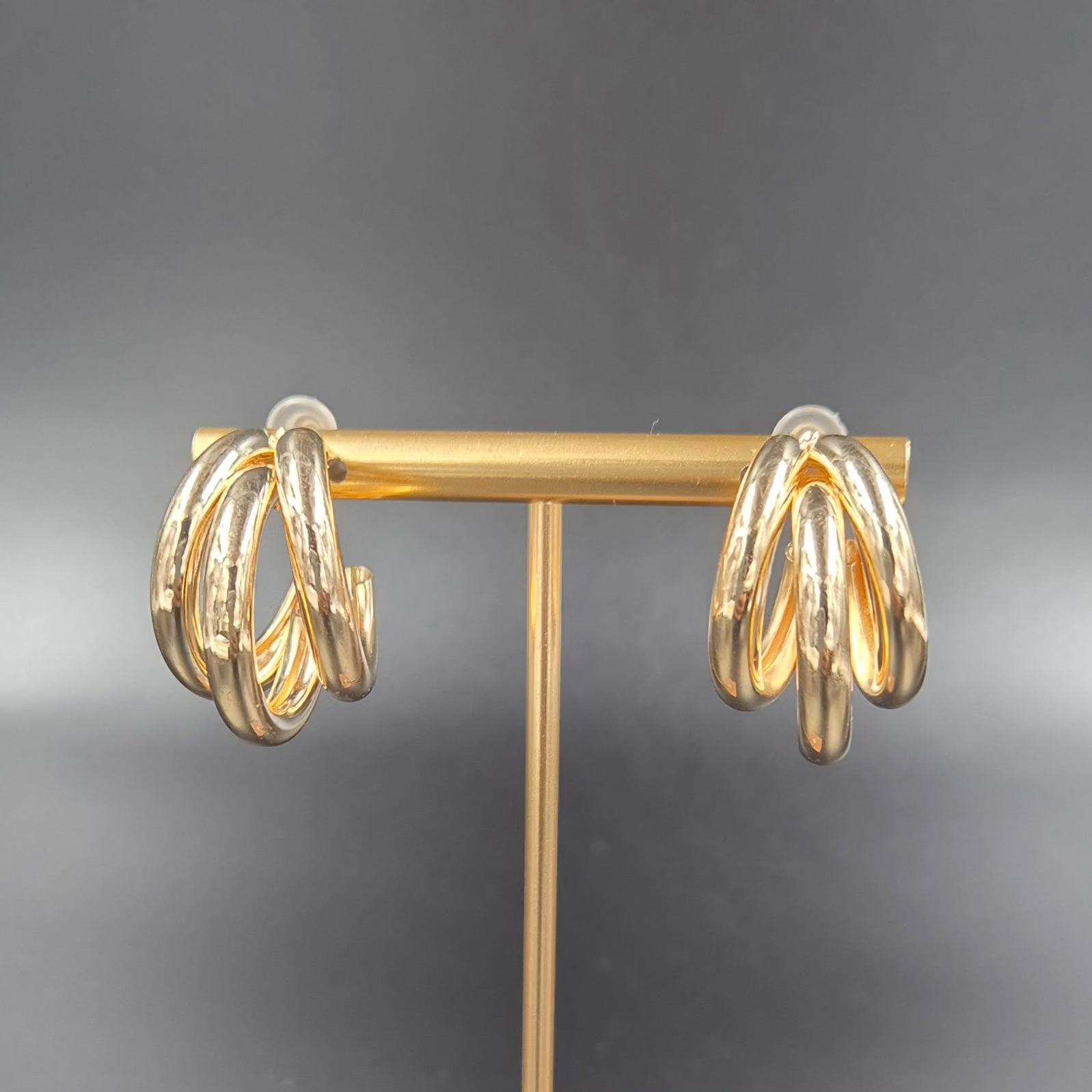 Light weight golden cluster hoops