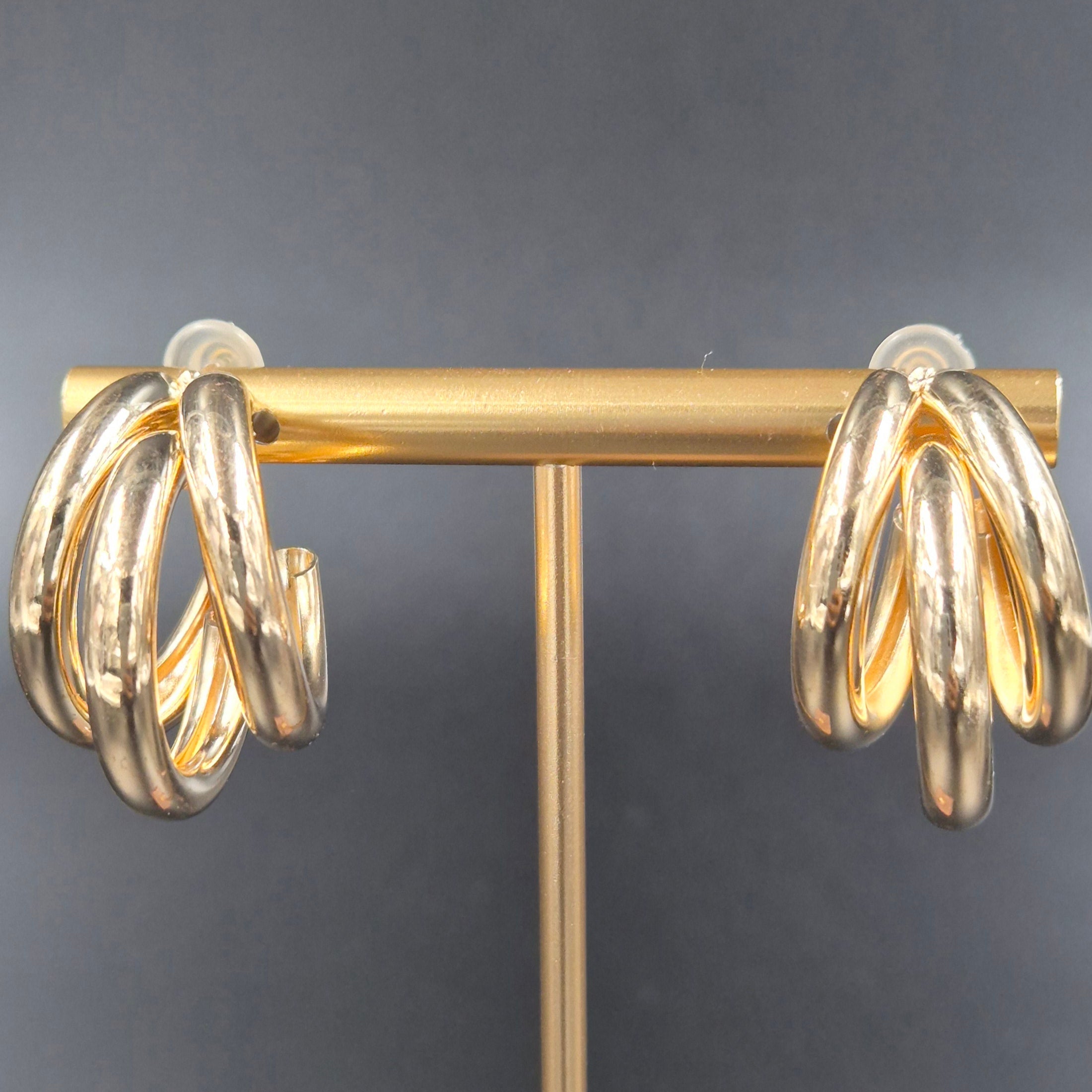 Light weight golden cluster hoops