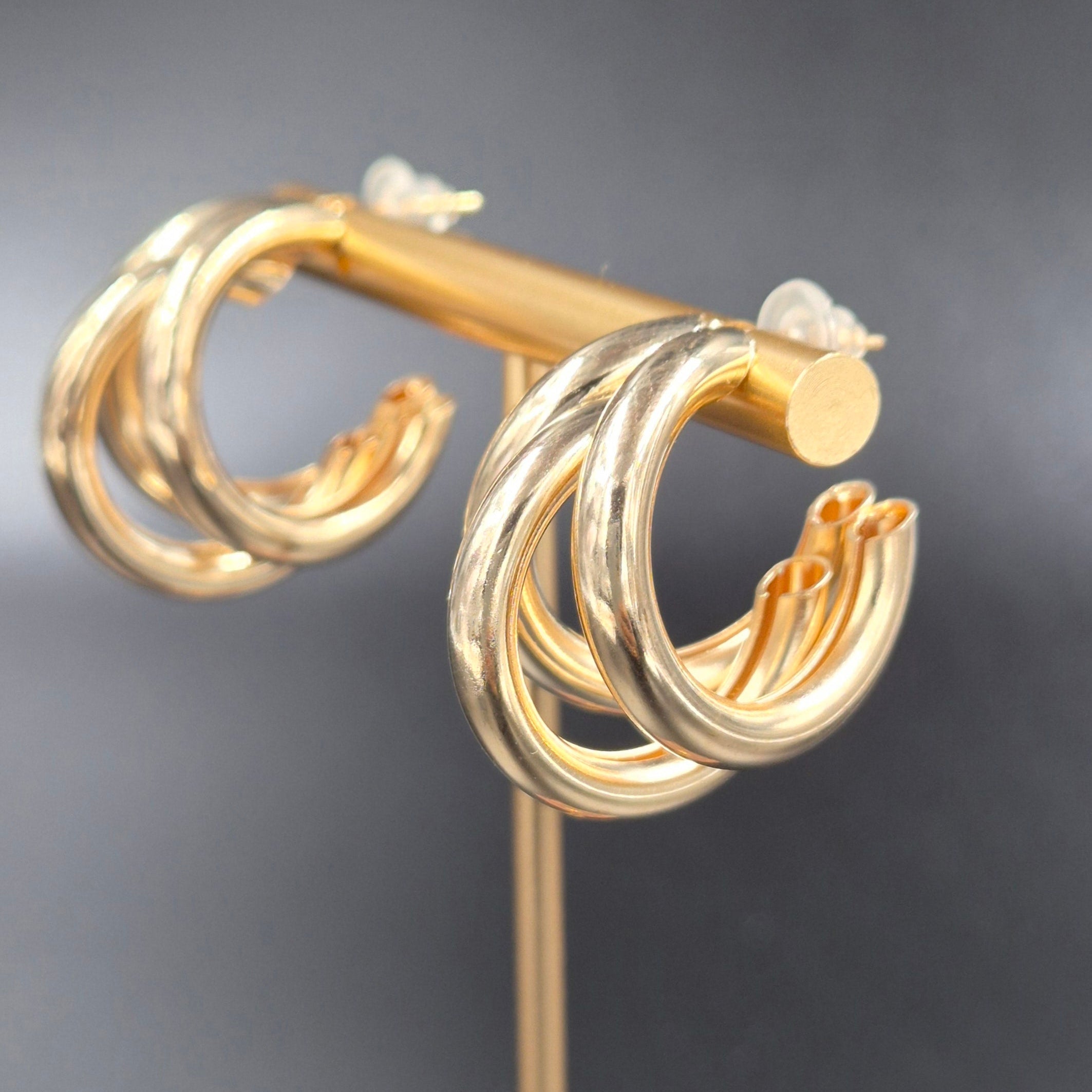 Light weight golden cluster hoops