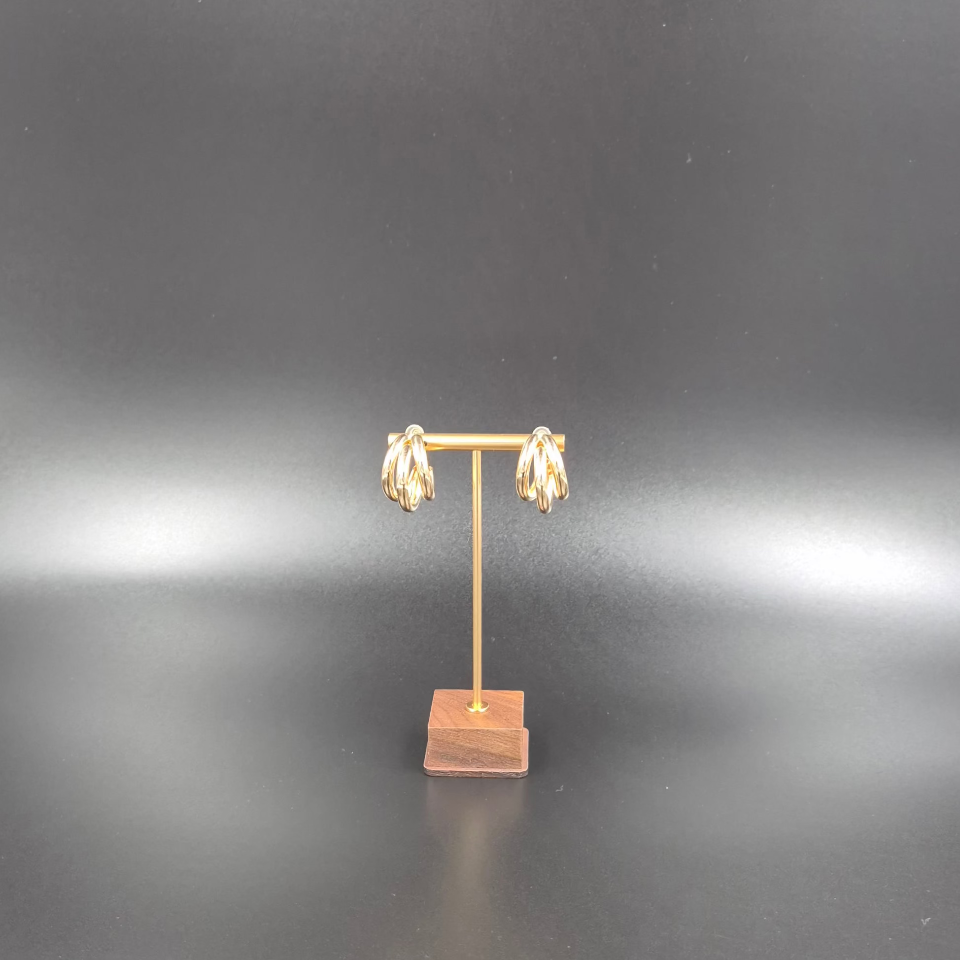 Light weight golden cluster hoops