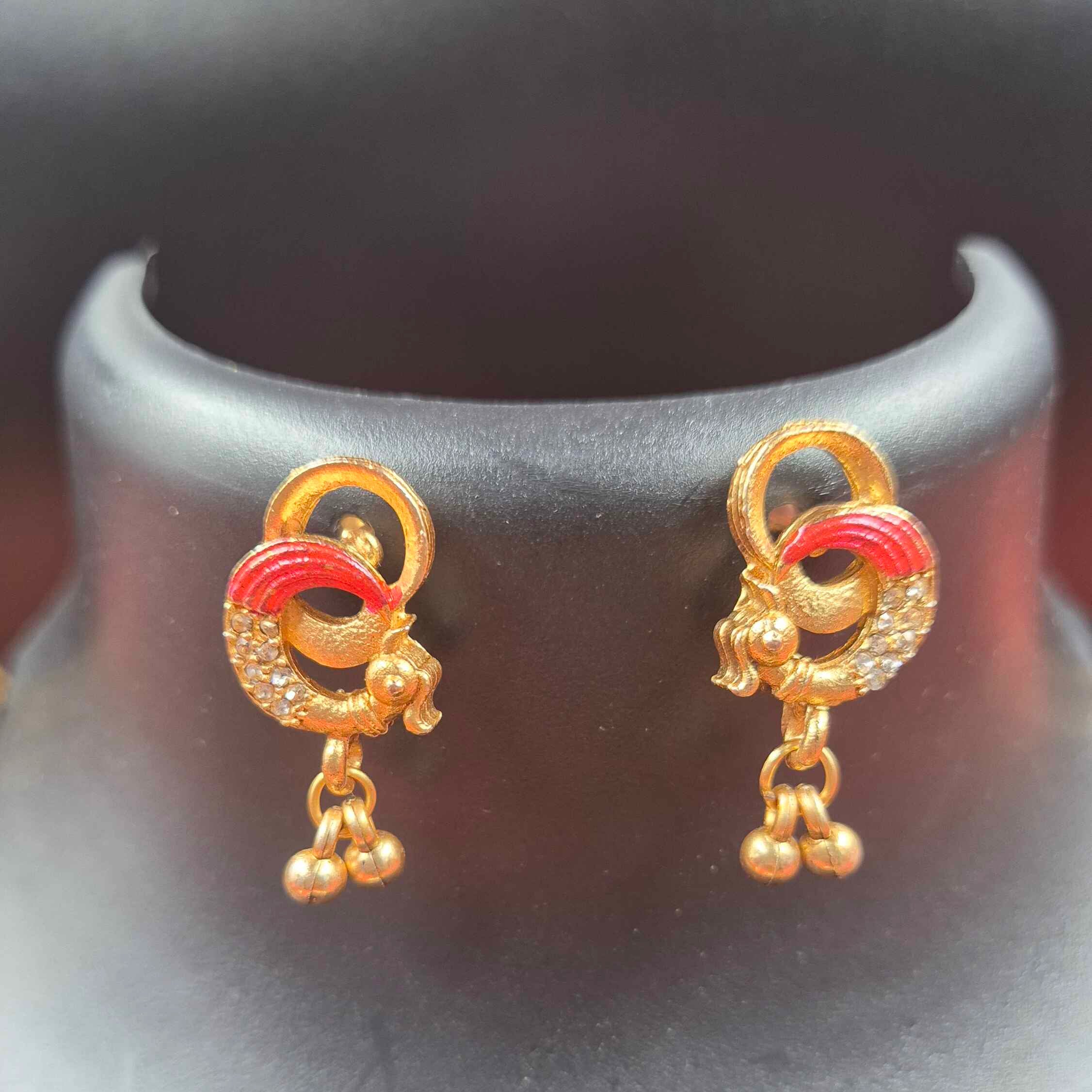 MeenakshiTemple Pendant Necklace Set with Matching Earrings – Antique Gold Traditional South Indian Jewelry