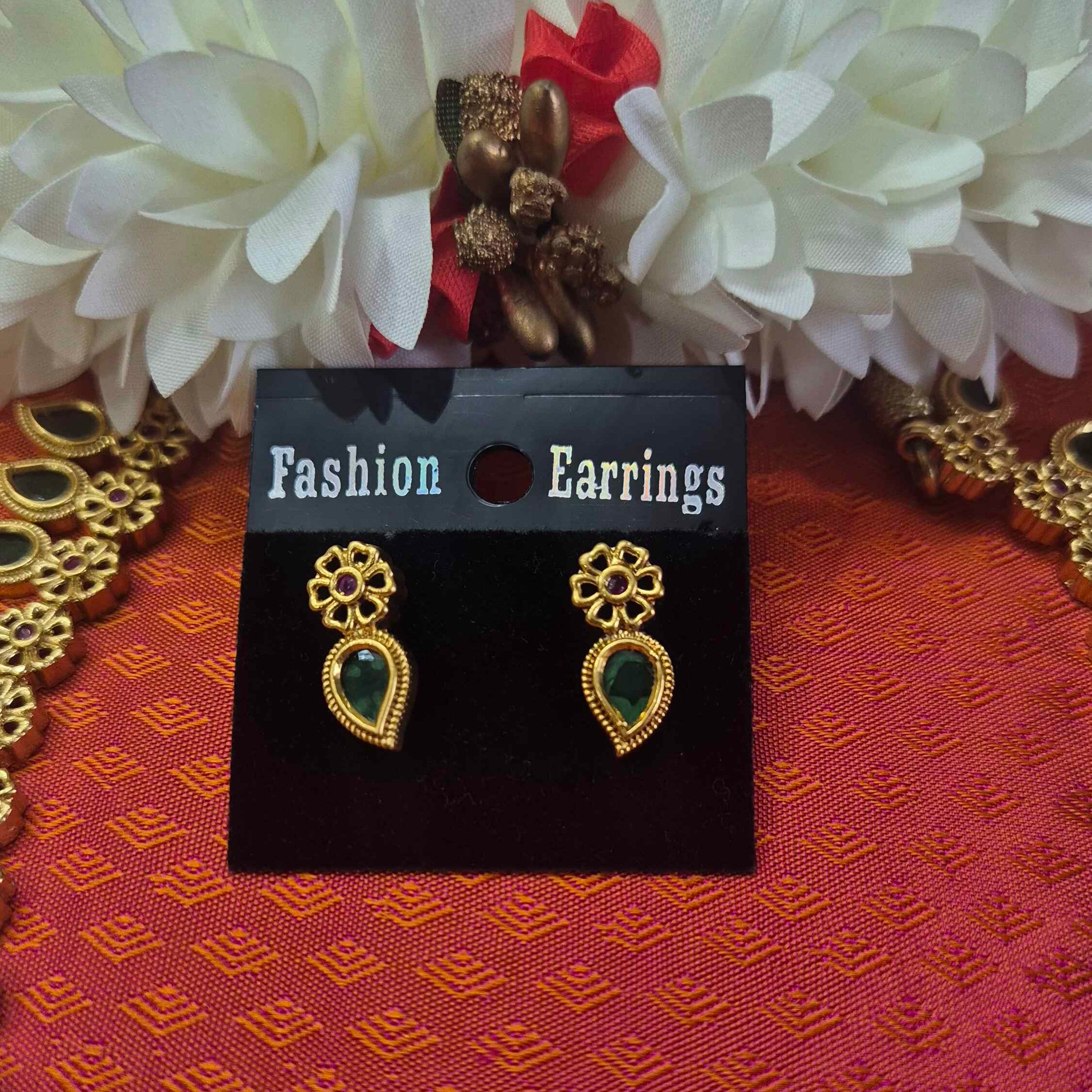 Gold Finish Green mango Long haram Set | Traditional Ethnic Jewelry