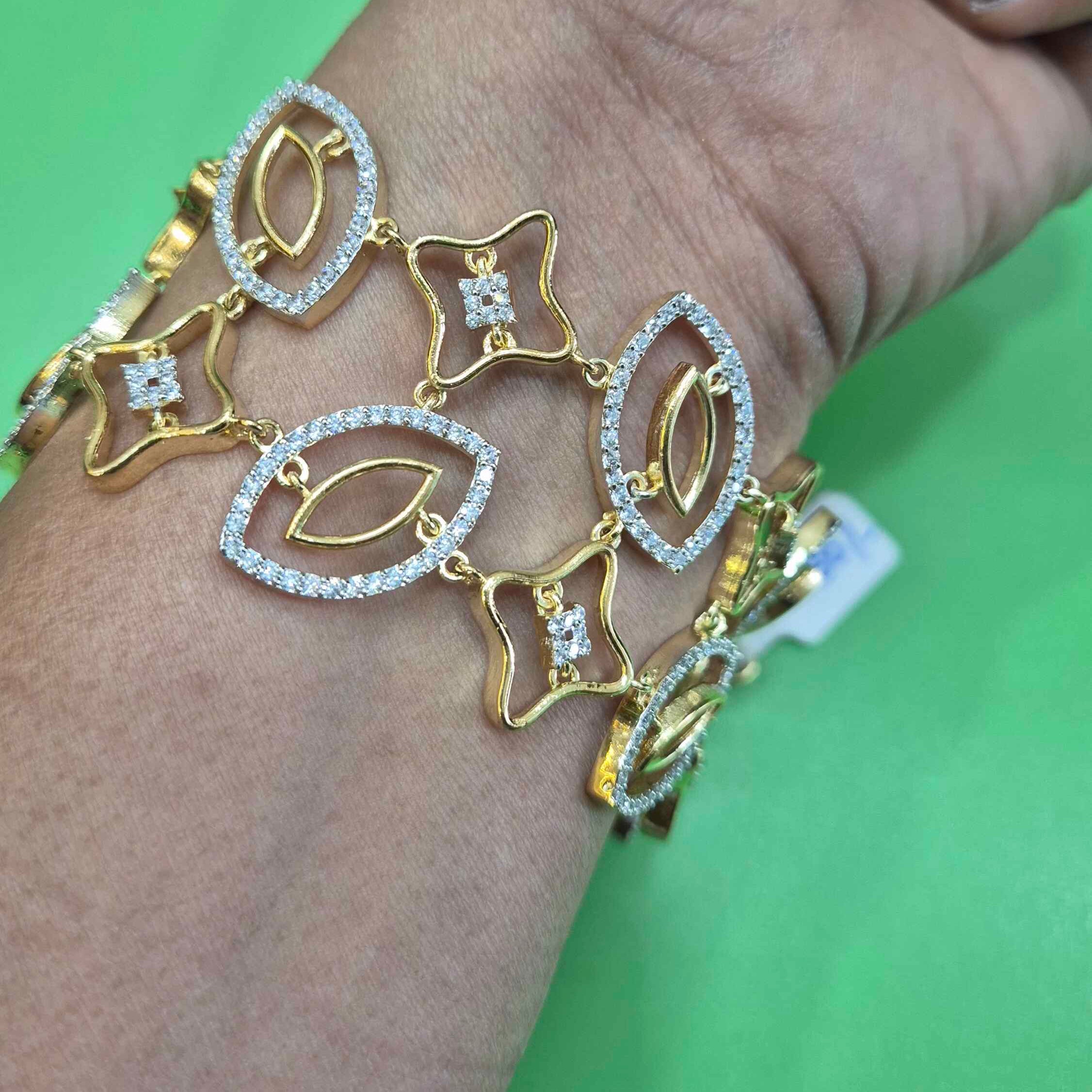 Designer  Gold Double layer Crystal Bracelet for Women – Elegant Geometric Charm Bracelet