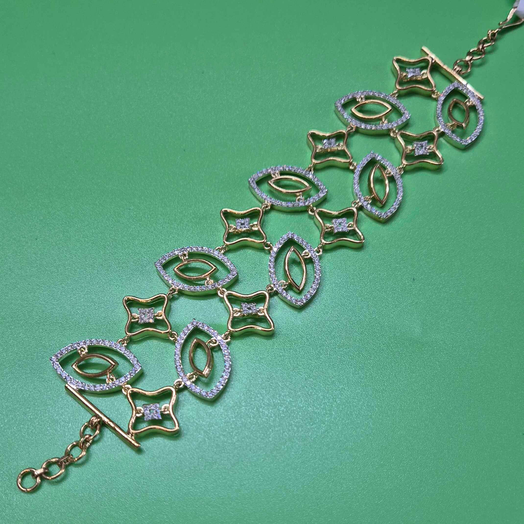Designer  Gold Double layer Crystal Bracelet for Women – Elegant Geometric Charm Bracelet