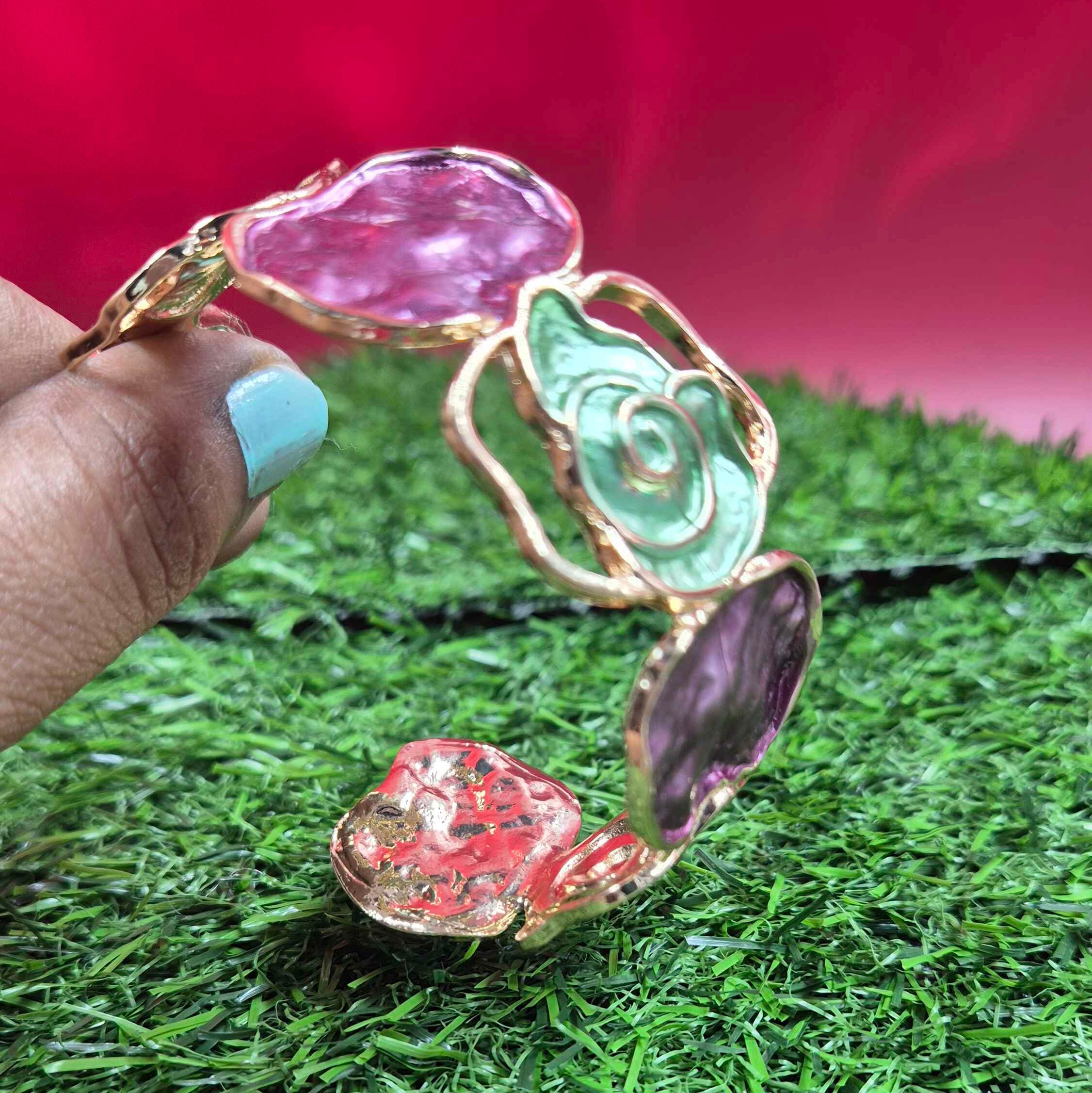 Abstract Multicolor  Statement Bracelet for Women | Contemporary Designer Cuff Bracelet