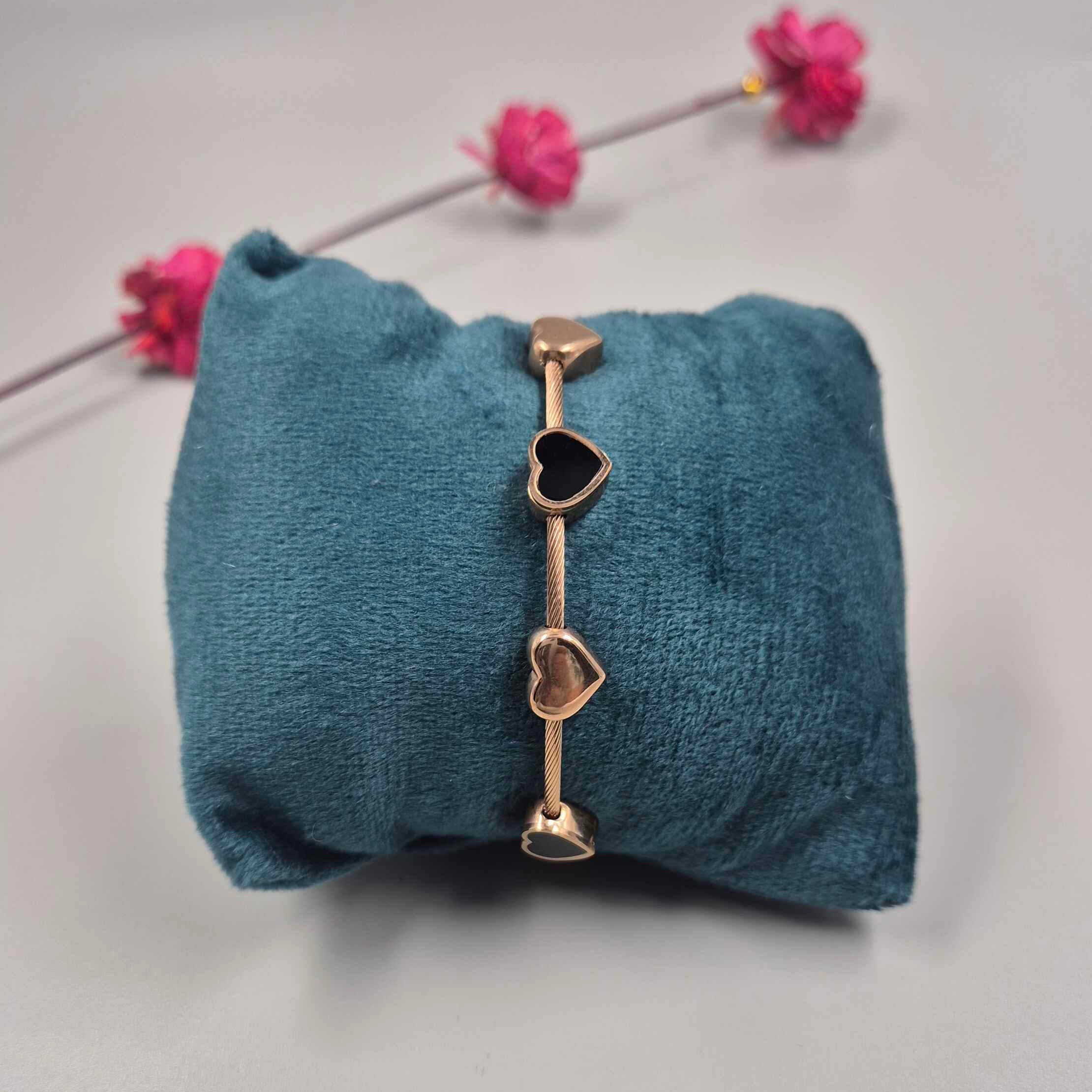Rose Gold Heart Charm Bracelet for Women | Minimalist Stainless Steel Adjustable Bracelet