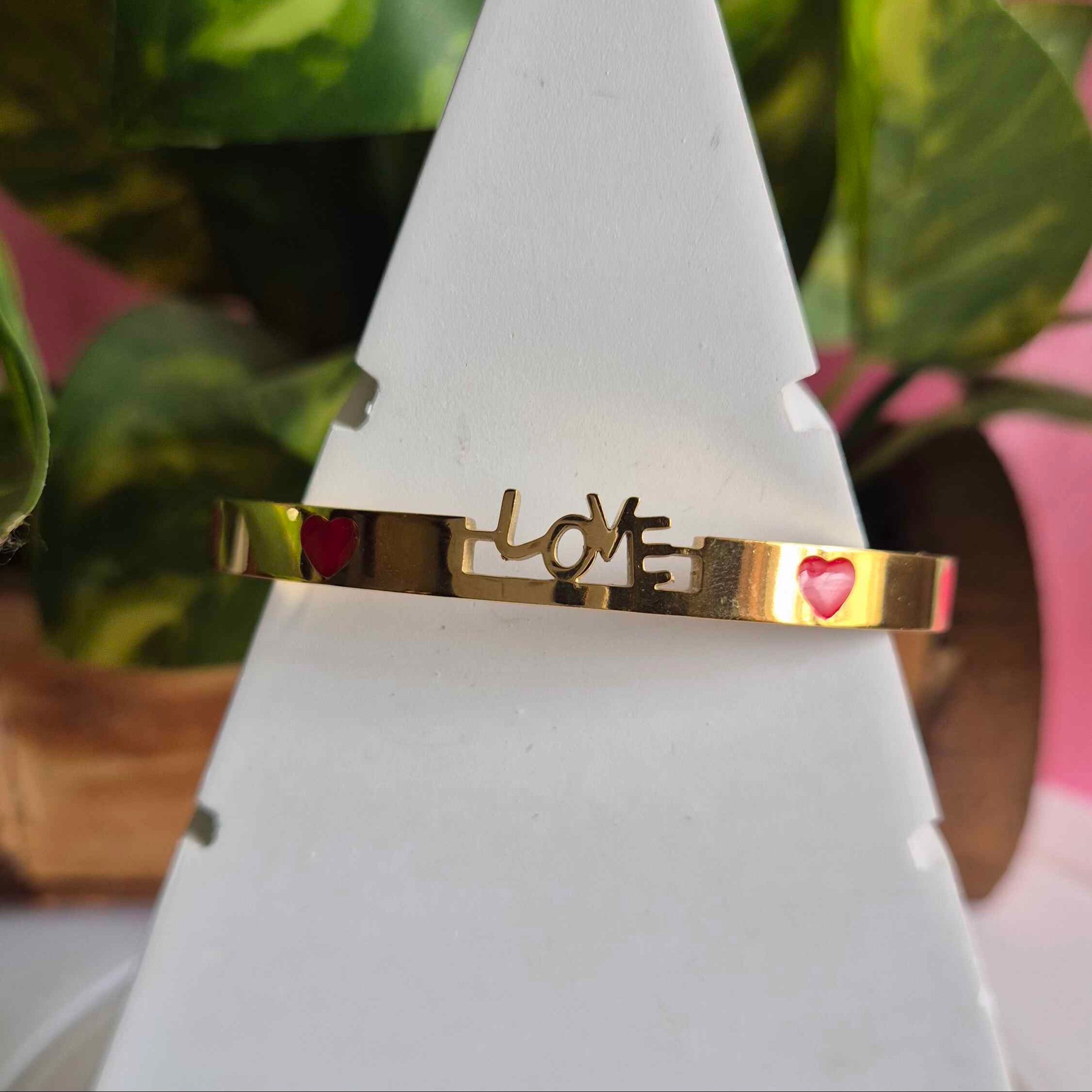 Gold-Tone Love Heart Korean/kada Bracelet for Women