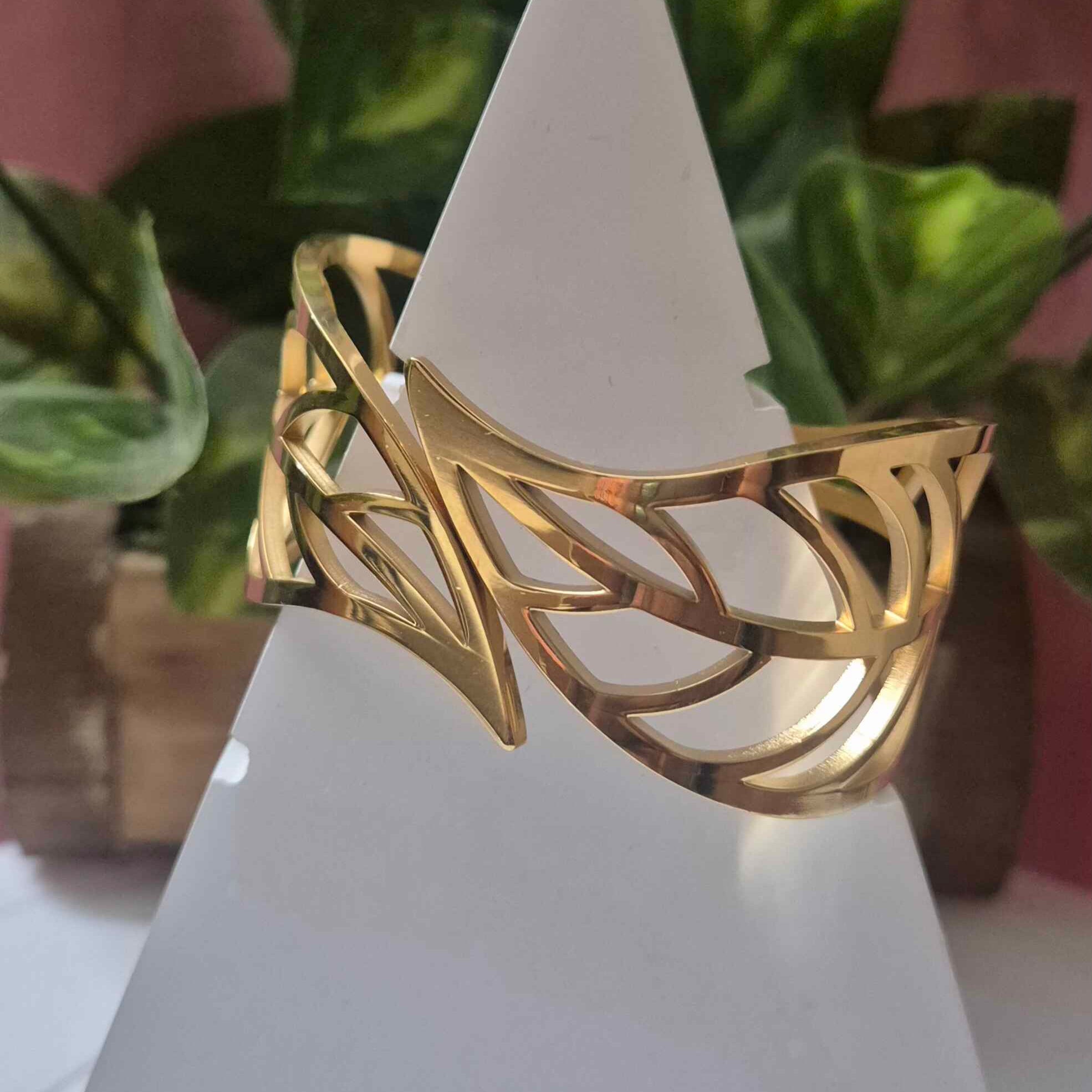 Elegant Butterfly Wing Gold-Tone Cuff Bracelet for Women | Modern Openwork Statement Kada