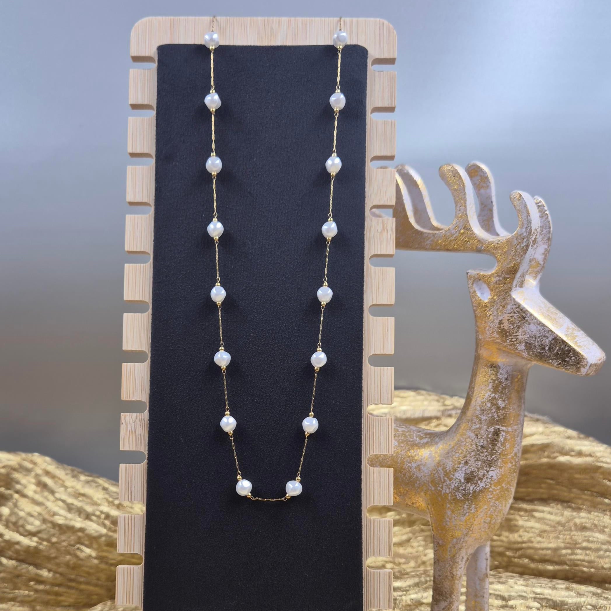 Elegant Pearl Beaded short chain for Women | Minimal Gold Pearl chain