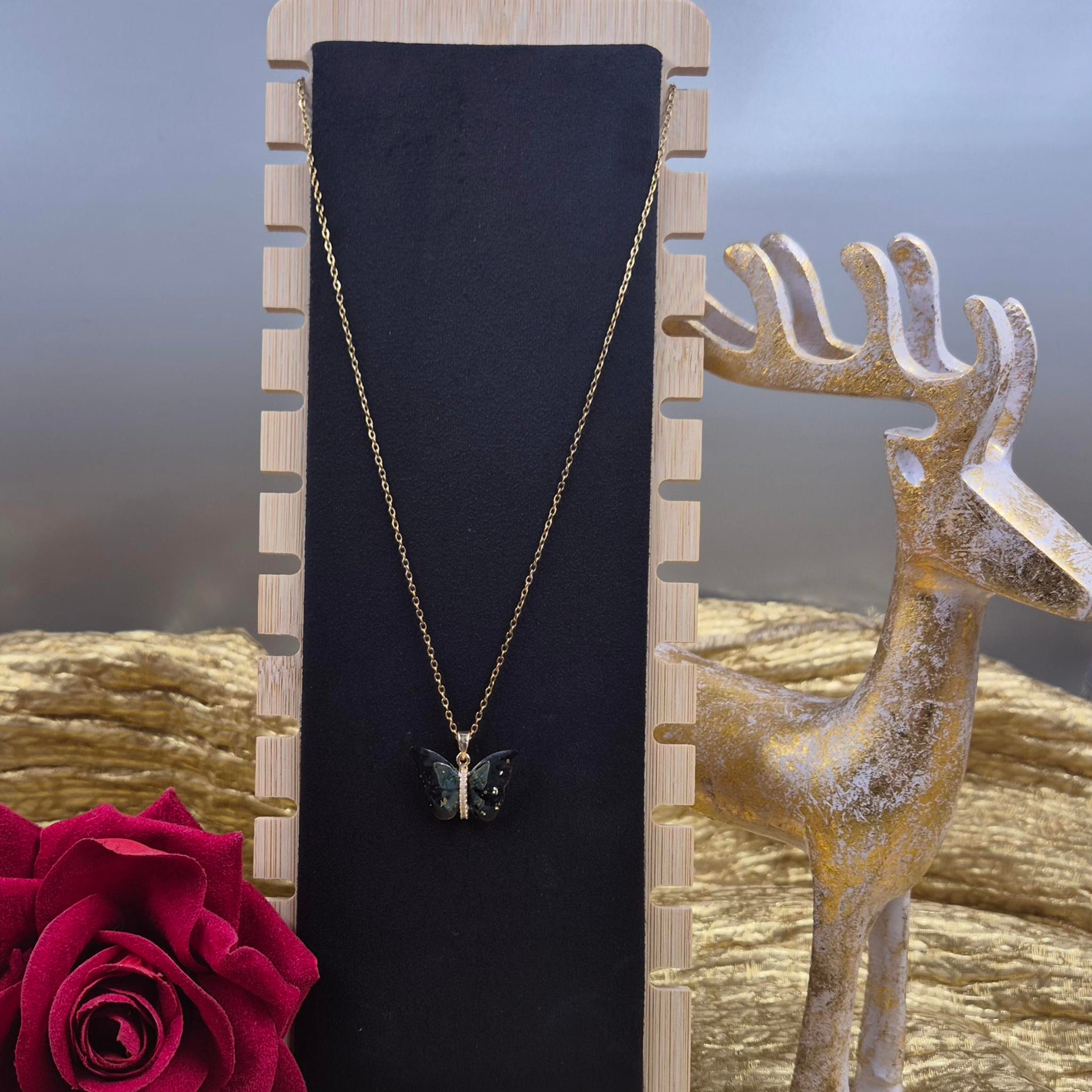 Black Butterfly Pendant chain for Women | Elegant Gold-Plated Butterfly Charm pendant chain
