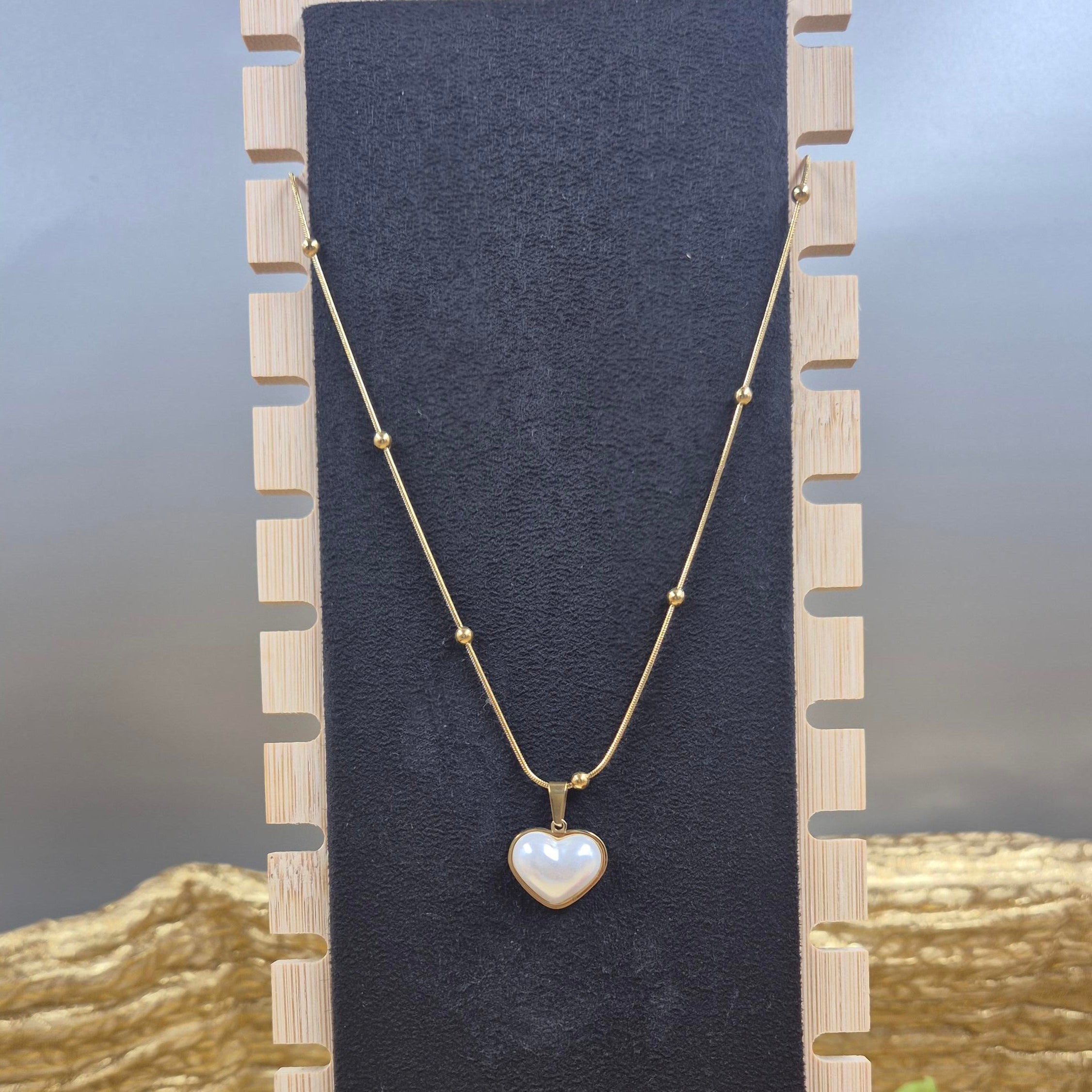 Elegant Pearl Heart Pendant chain for Women | Gold-Plated Minimalist Heart pendant Chain