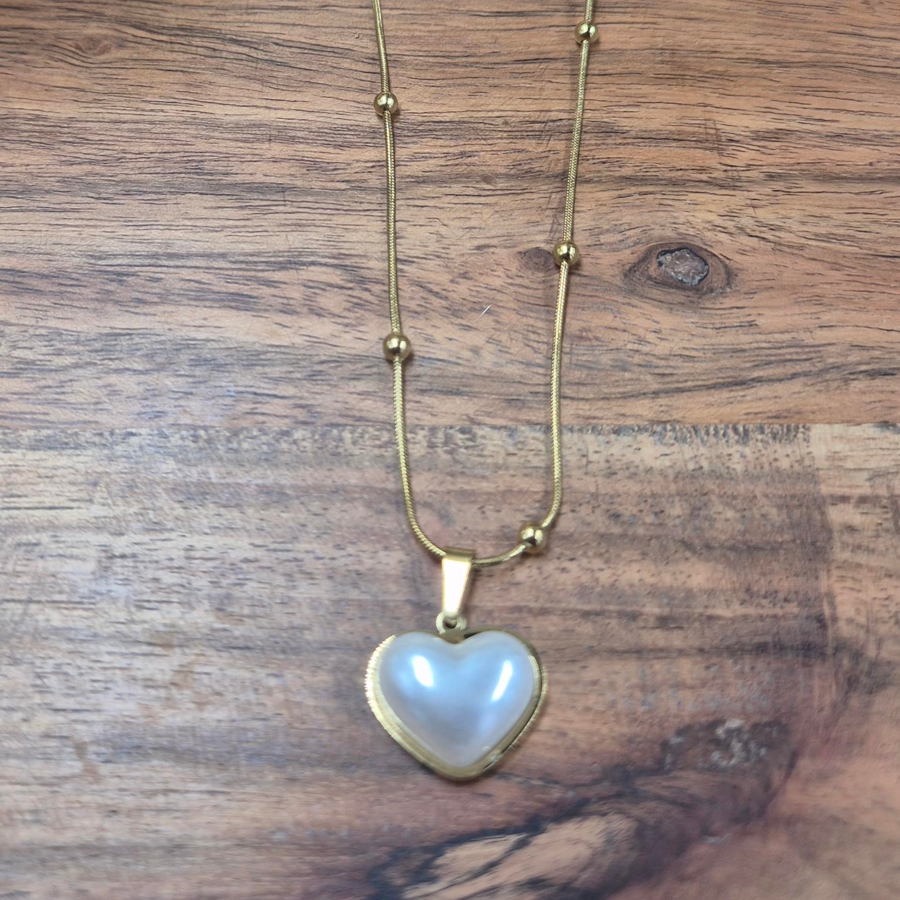 Elegant Pearl Heart Pendant chain for Women | Gold-Plated Minimalist Heart pendant Chain